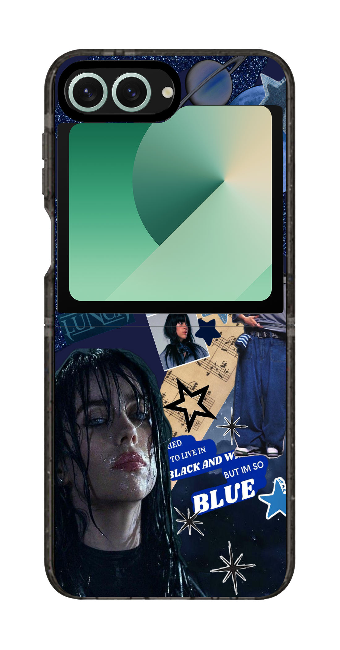 PixVoices rendered material preview - 1362 - Clear Black Galaxy Flip Case