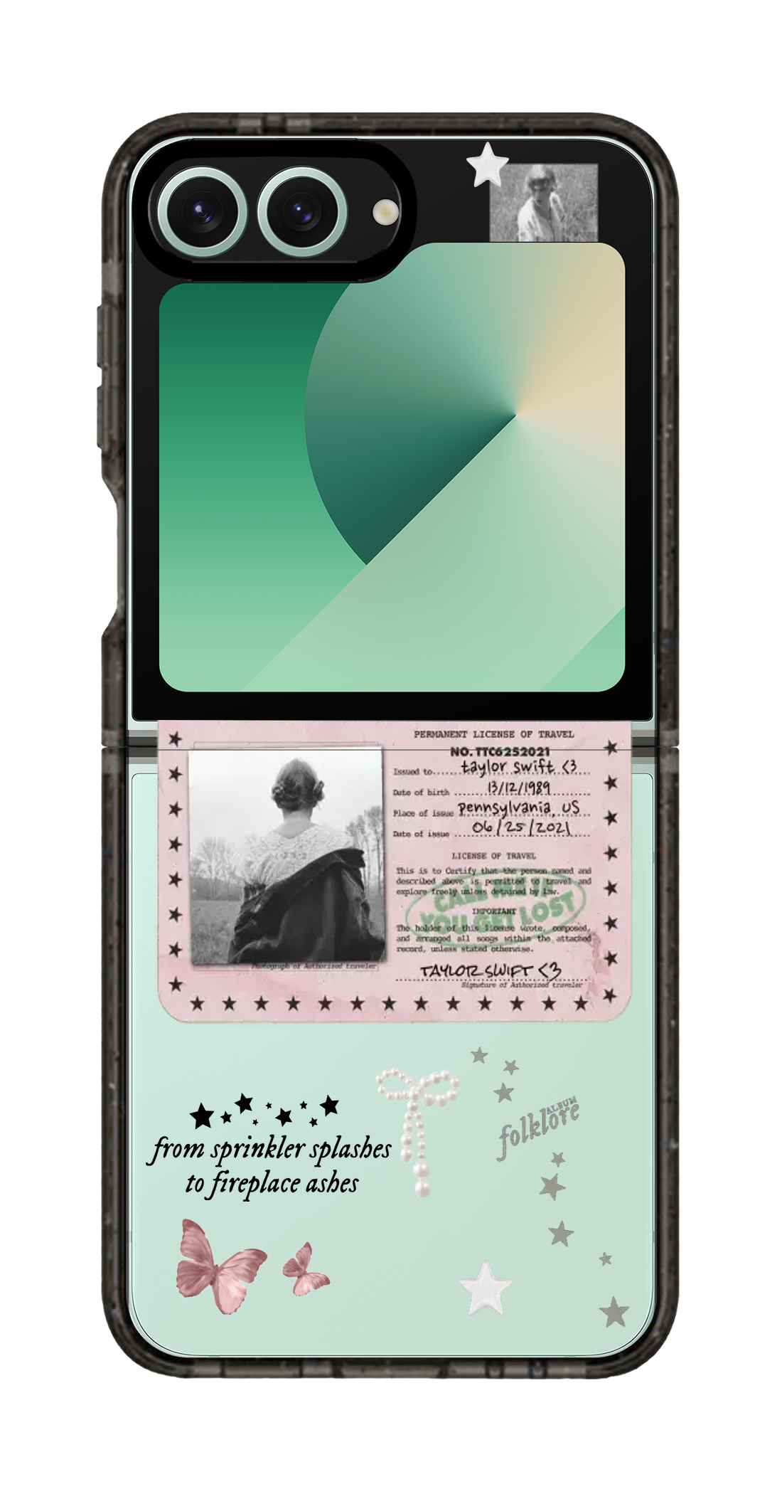PixVoices rendered material preview - 1370 - Clear Black Galaxy Flip Case