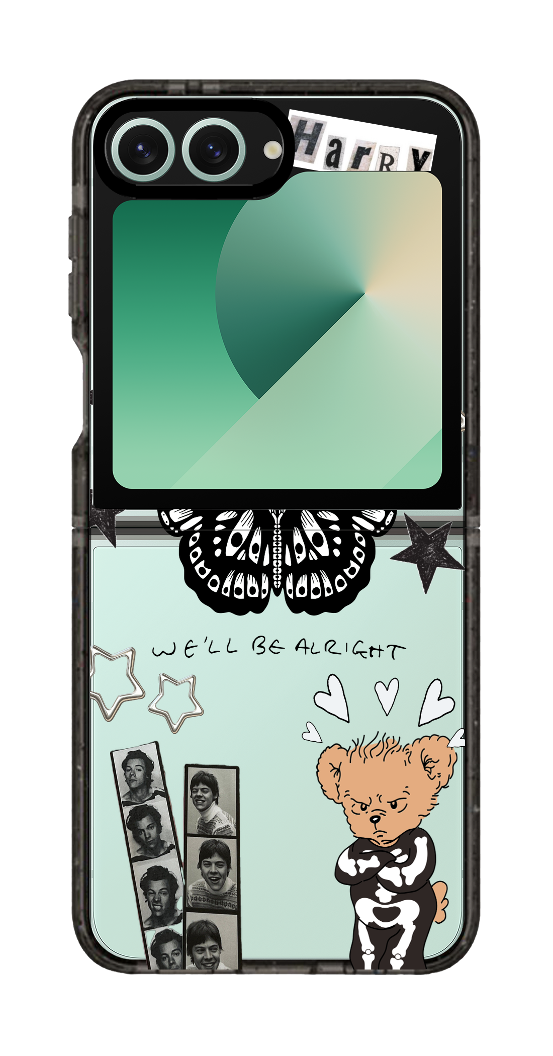 PixVoices rendered material preview - 414 - Clear Black Galaxy Flip Case
