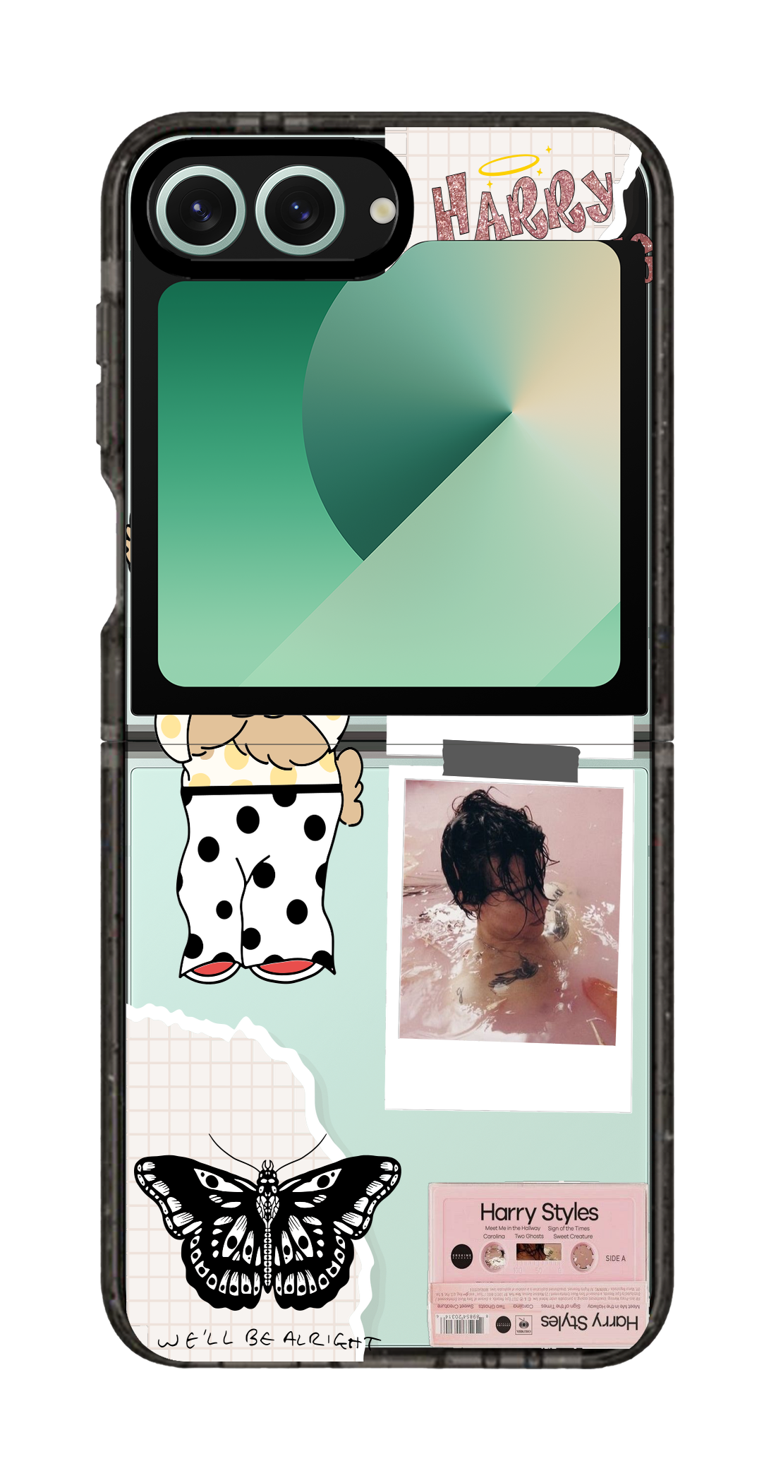 PixVoices rendered material preview - 408 - Clear Black Galaxy Flip Case