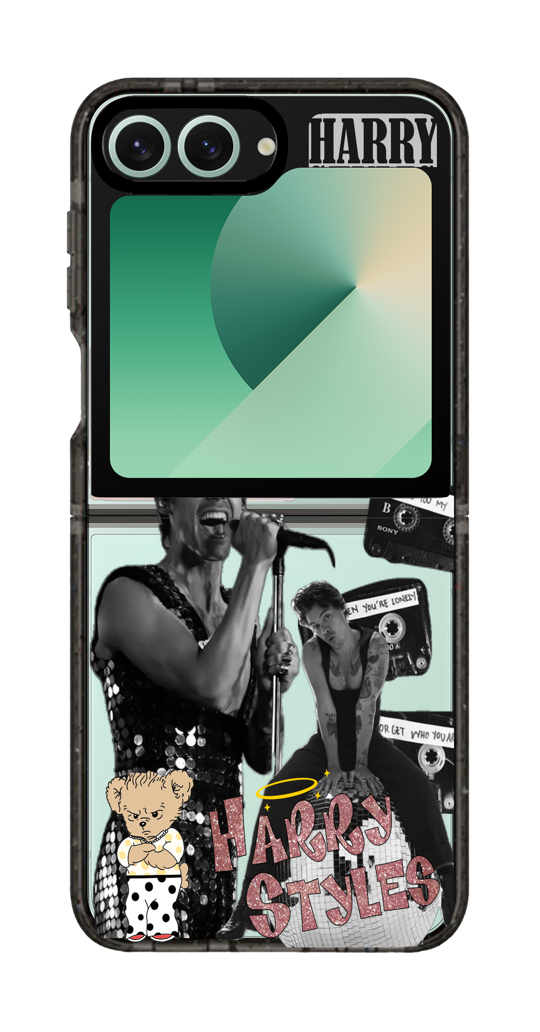 PixVoices rendered material preview - 23 - Clear Black Galaxy Flip Case