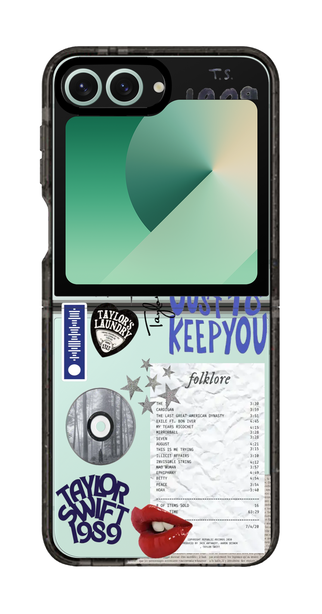 PixVoices rendered material preview - 927 - Clear Black Galaxy Flip Case
