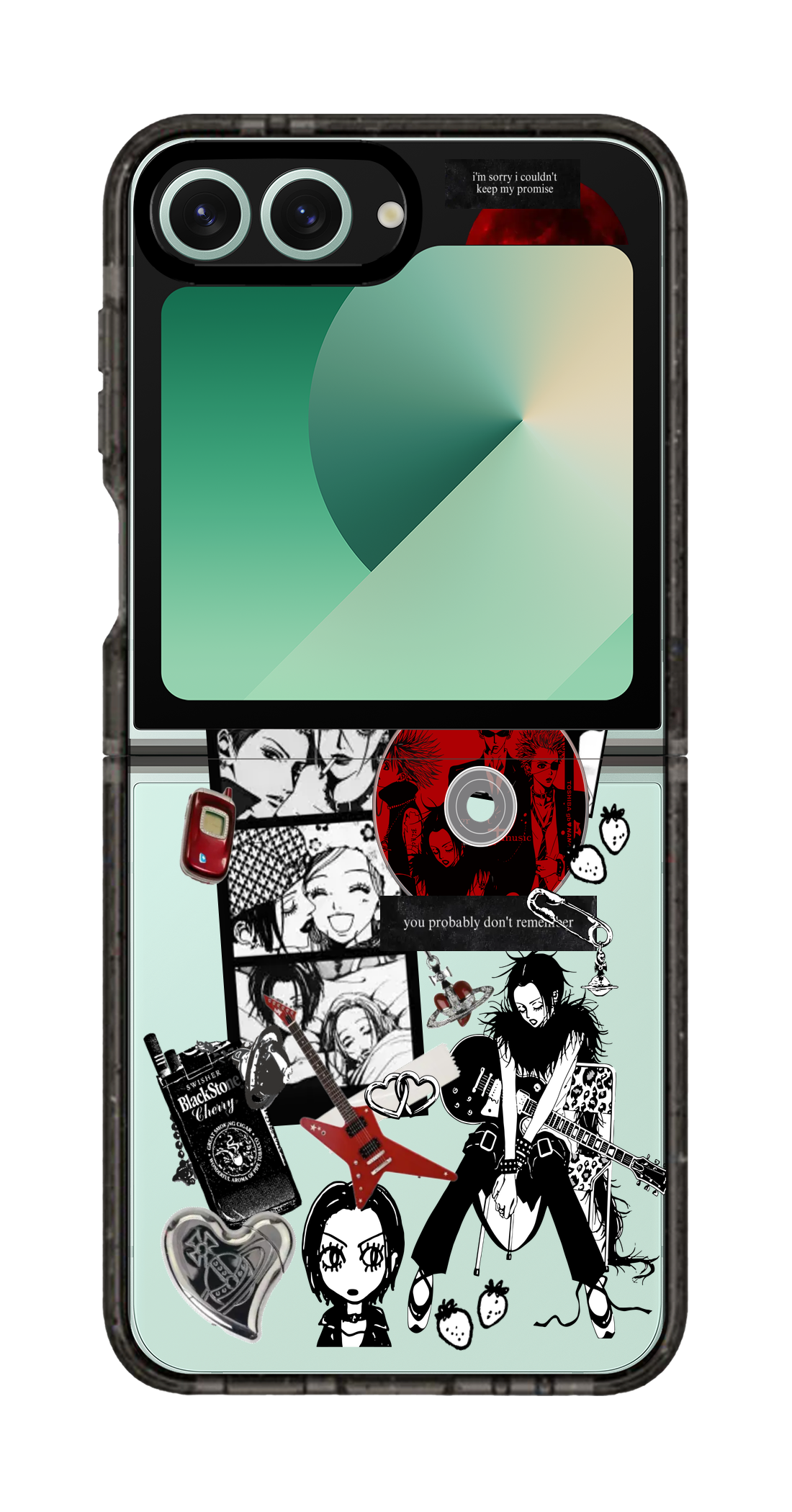 PixVoices rendered material preview - 1224 - Clear Black Galaxy Flip Case