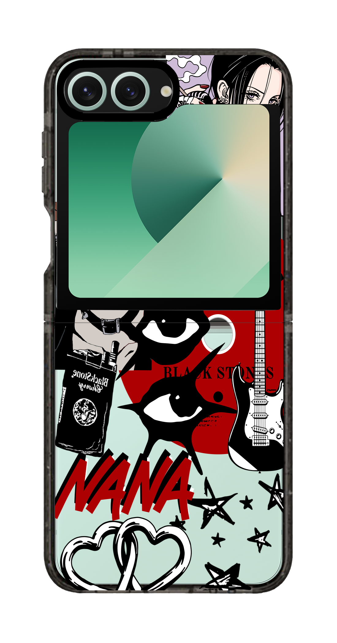 PixVoices rendered material preview - 34 - Clear Black Galaxy Flip Case