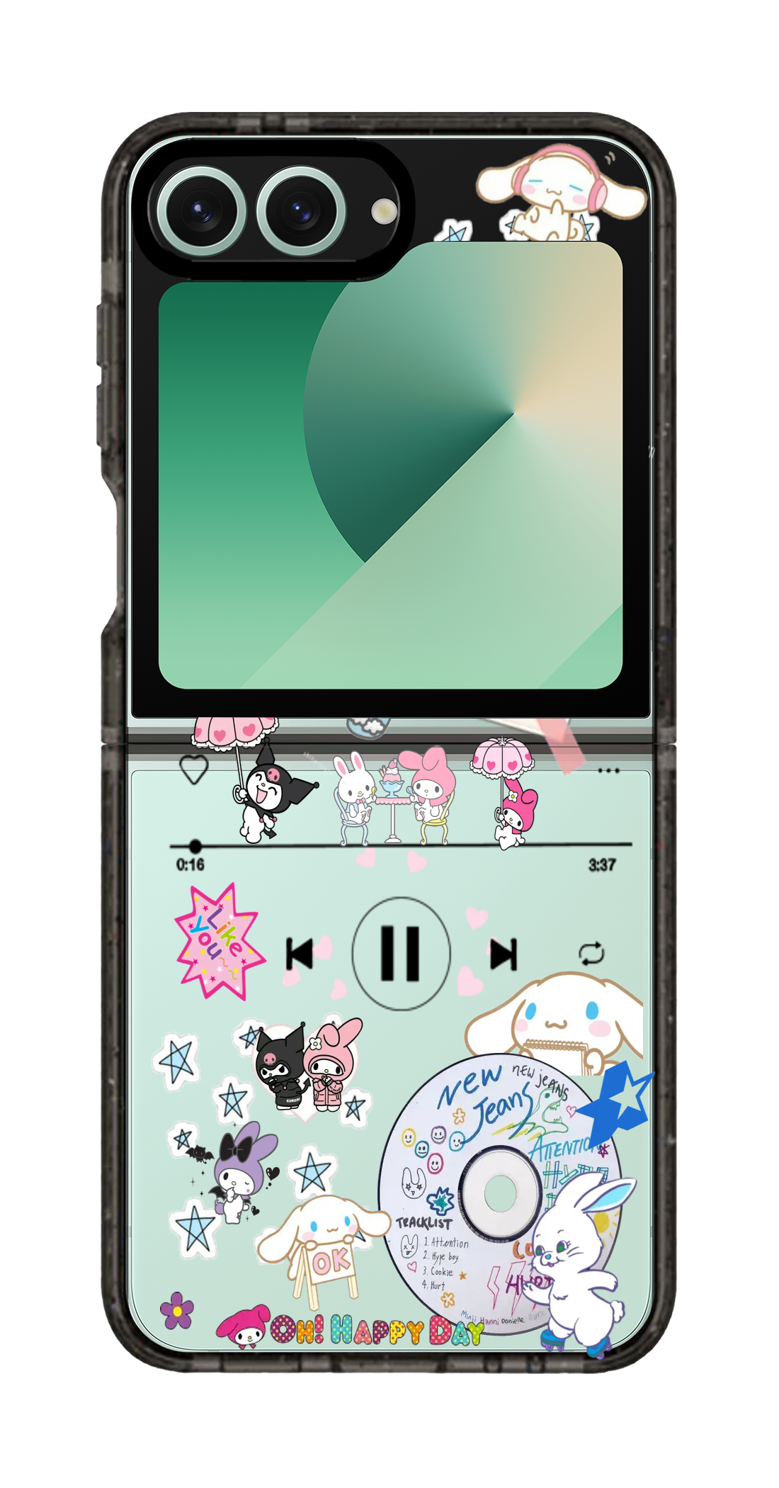 PixVoices rendered material preview - 1455 - Clear Black Galaxy Flip Case