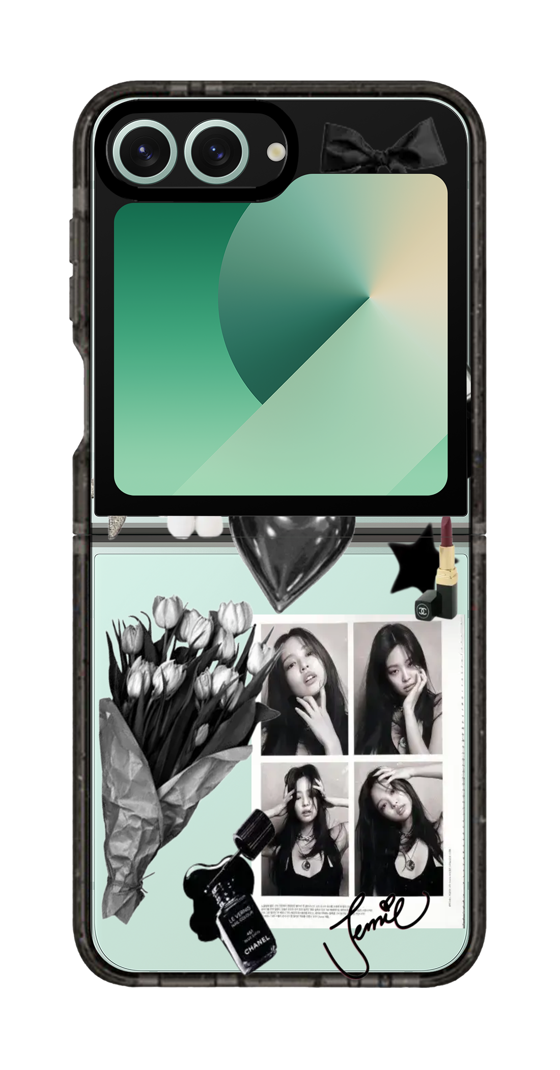 PixVoices rendered material preview - 1457 - Clear Black Galaxy Flip Case