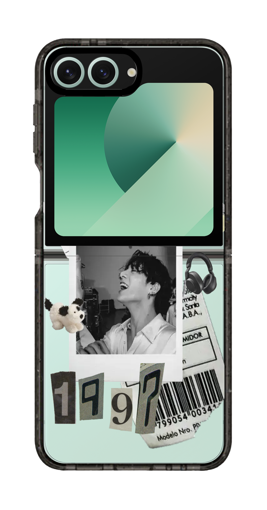PixVoices rendered material preview - 1458 - Clear Black Galaxy Flip Case