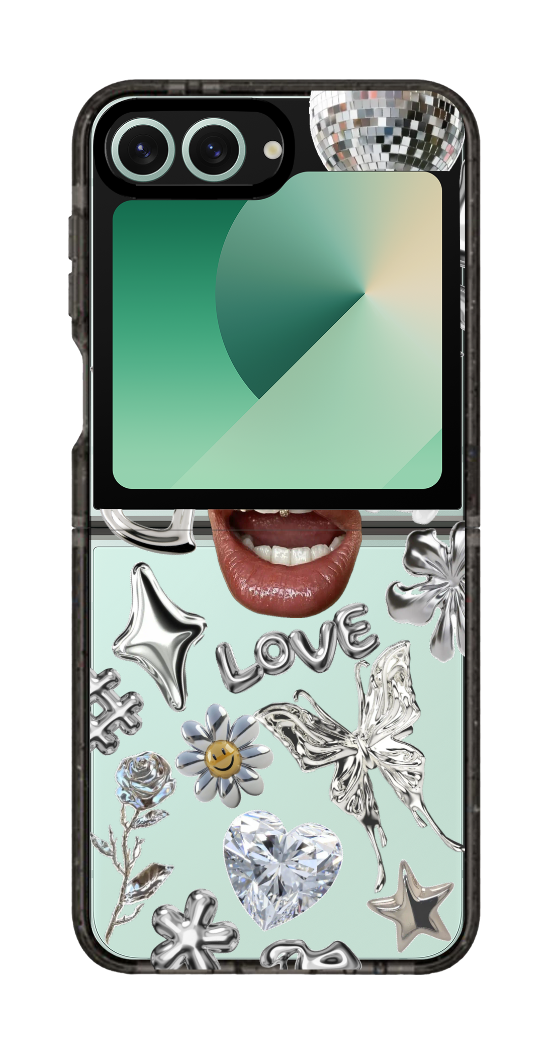PixVoices rendered material preview - 1482 - Clear Black Galaxy Flip Case