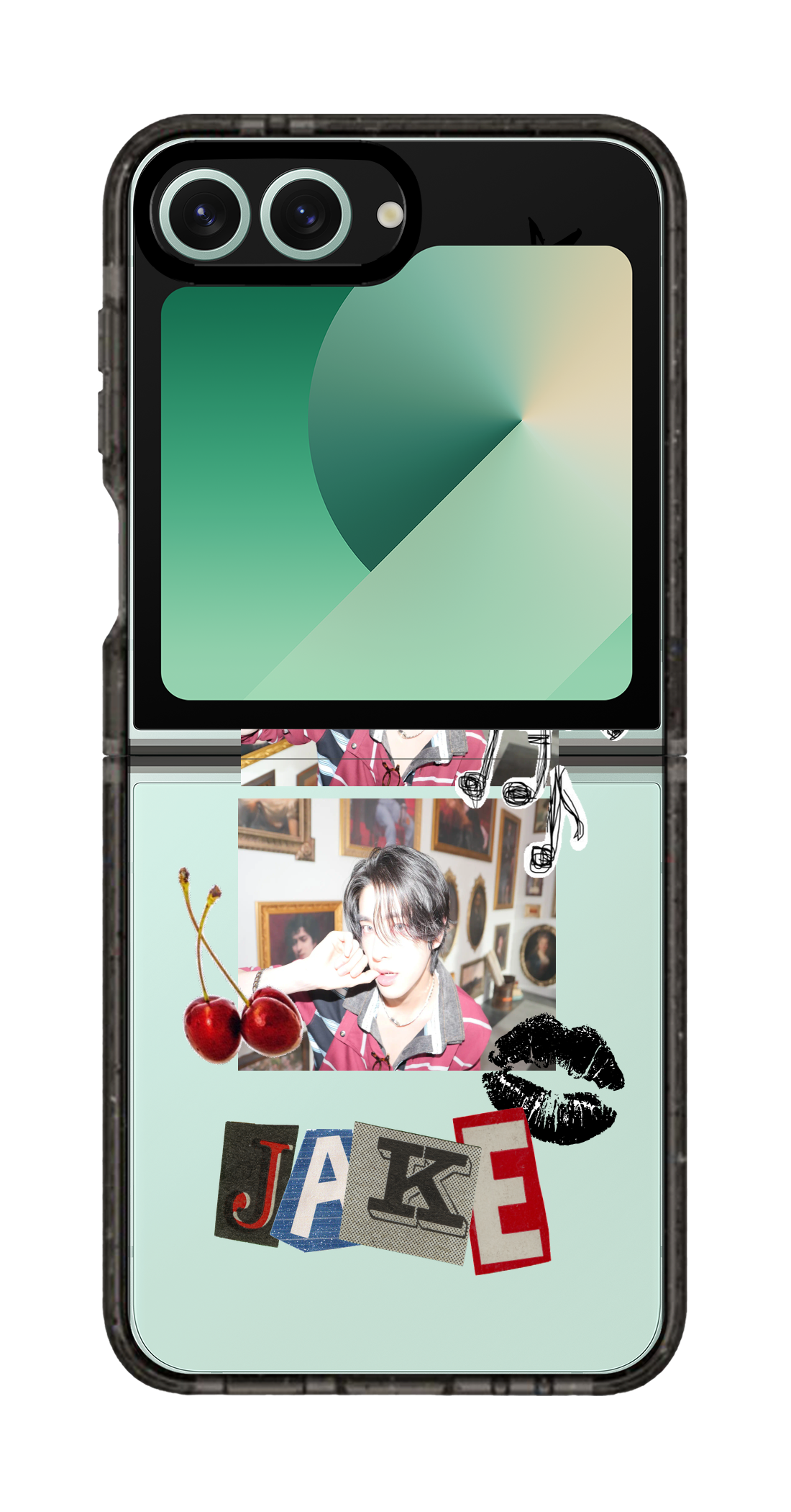 PixVoices rendered material preview - 1740 - Clear Black Galaxy Flip Case