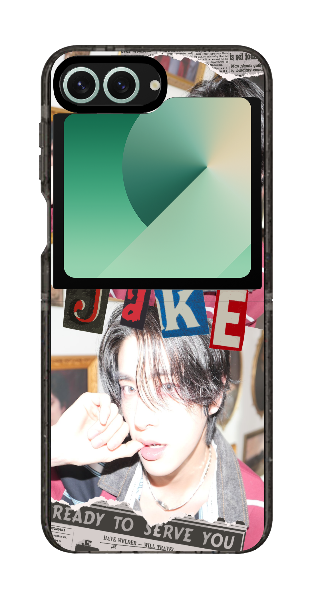 PixVoices rendered material preview - 1739 - Clear Black Galaxy Flip Case