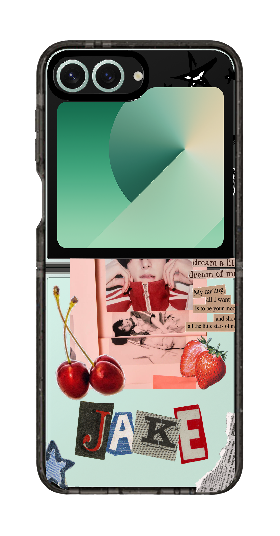 PixVoices rendered material preview - 1741 - Clear Black Galaxy Flip Case