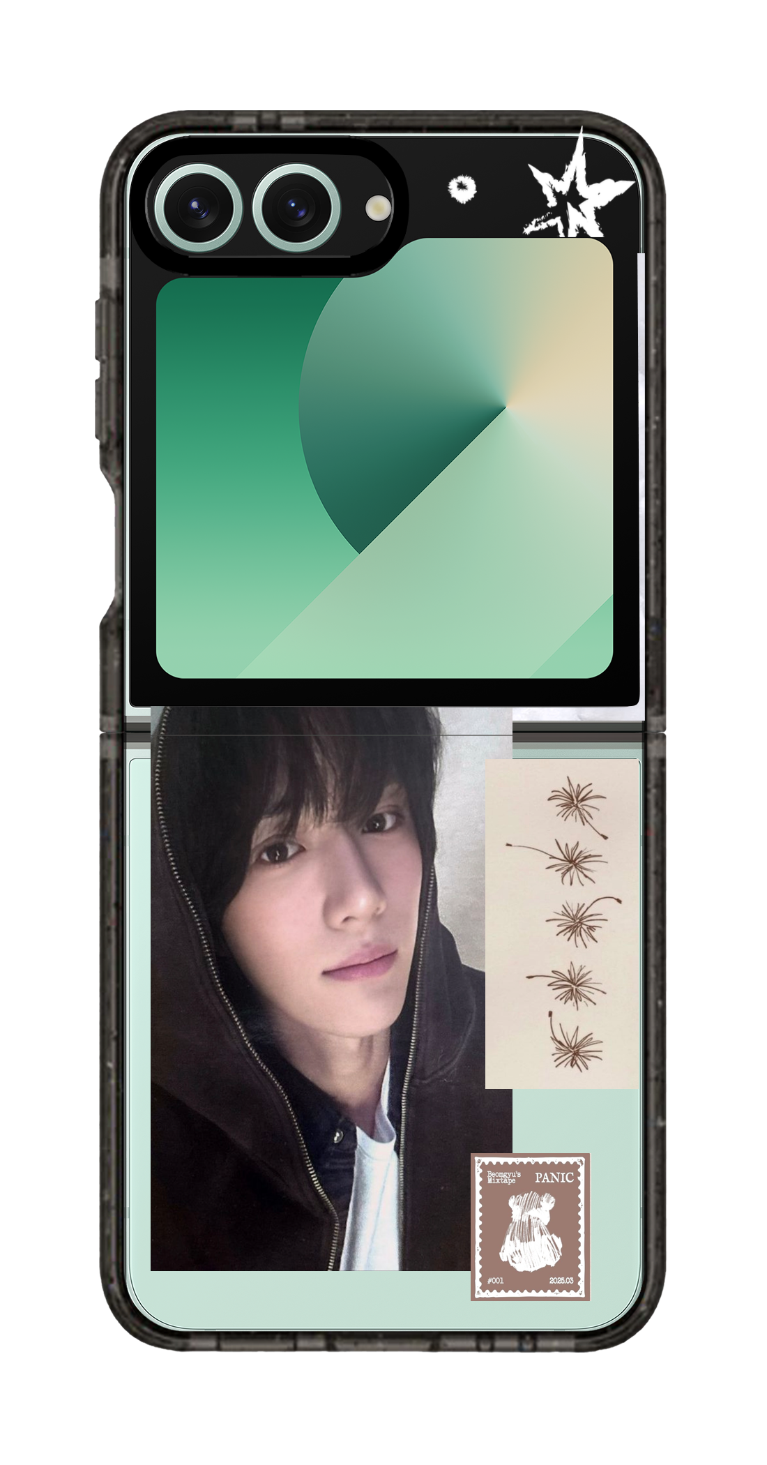 PixVoices rendered material preview - 2094 - Clear Black Galaxy Flip Case