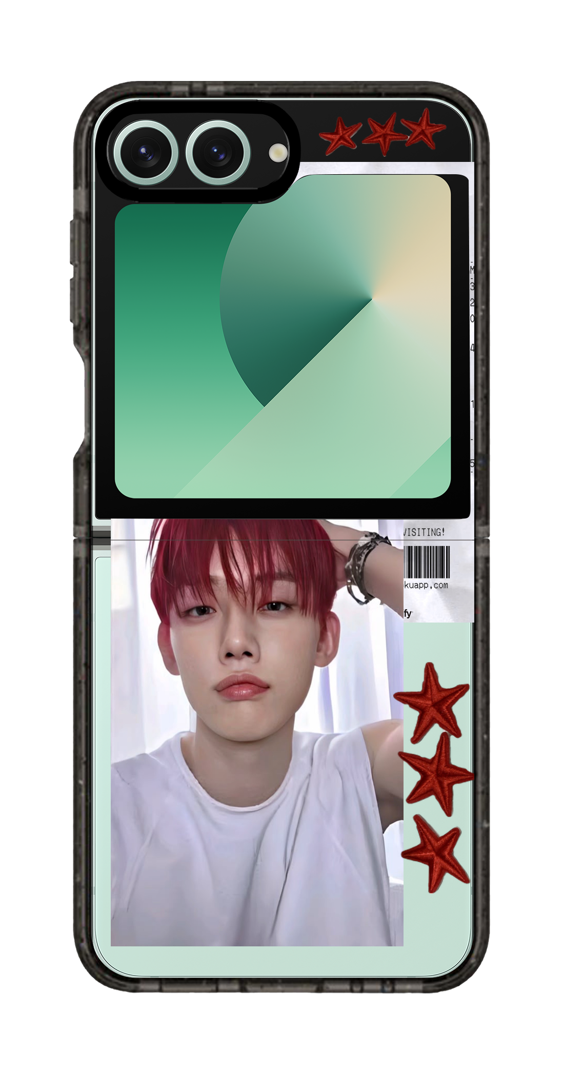 PixVoices rendered material preview - 2099 - Clear Black Galaxy Flip Case