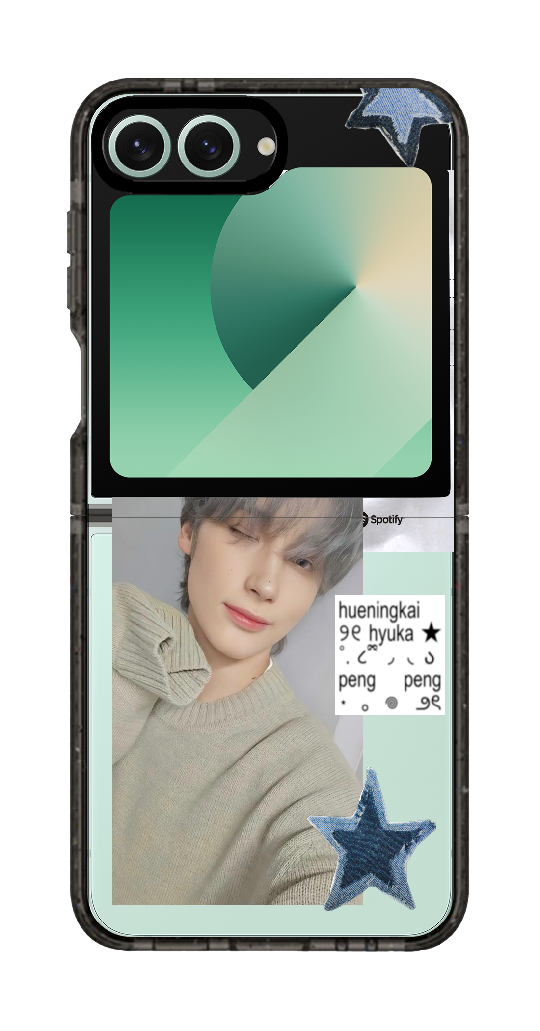 PixVoices rendered material preview - 2102 - Clear Black Galaxy Flip Case