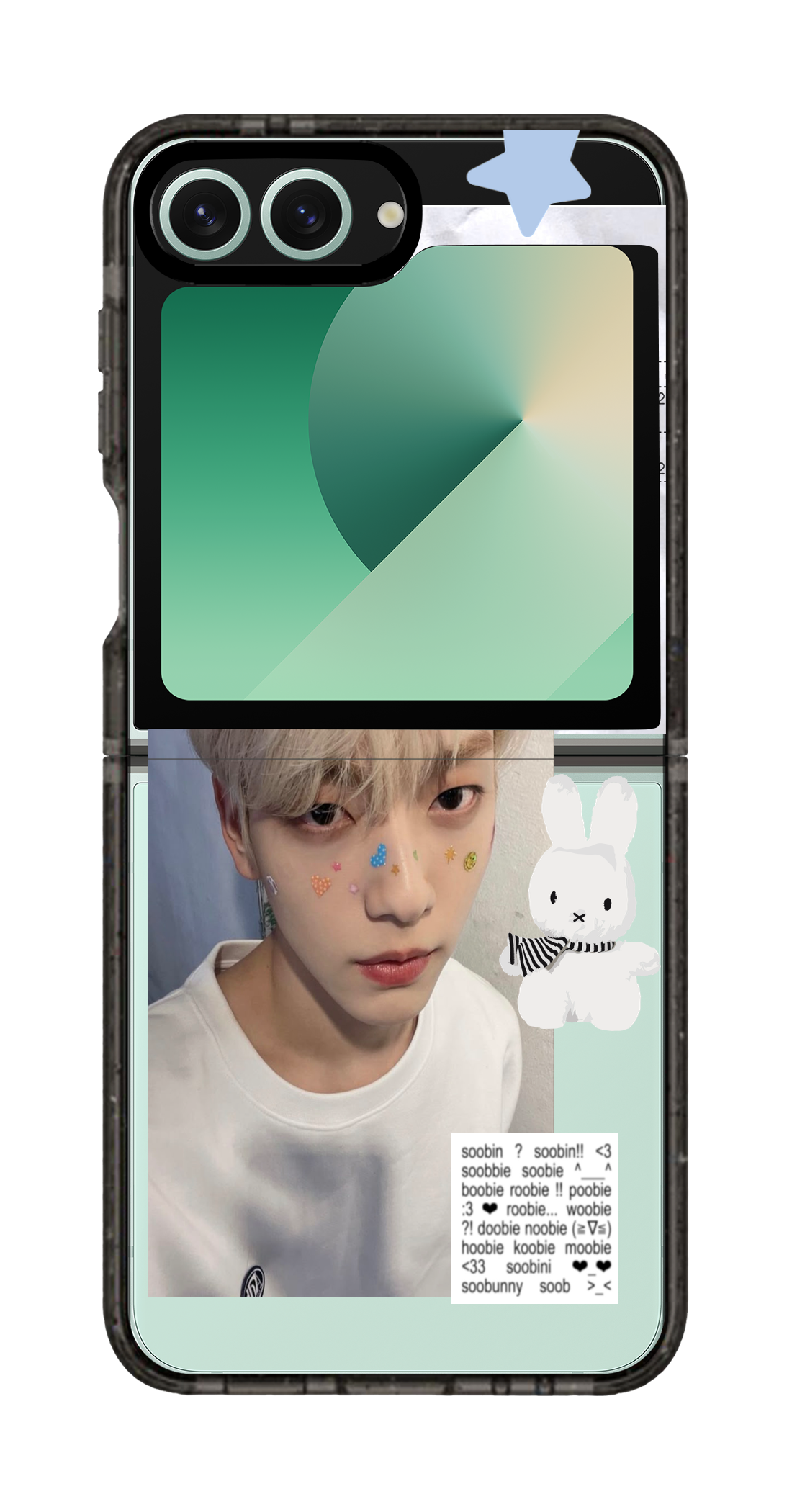 PixVoices rendered material preview - 2104 - Clear Black Galaxy Flip Case