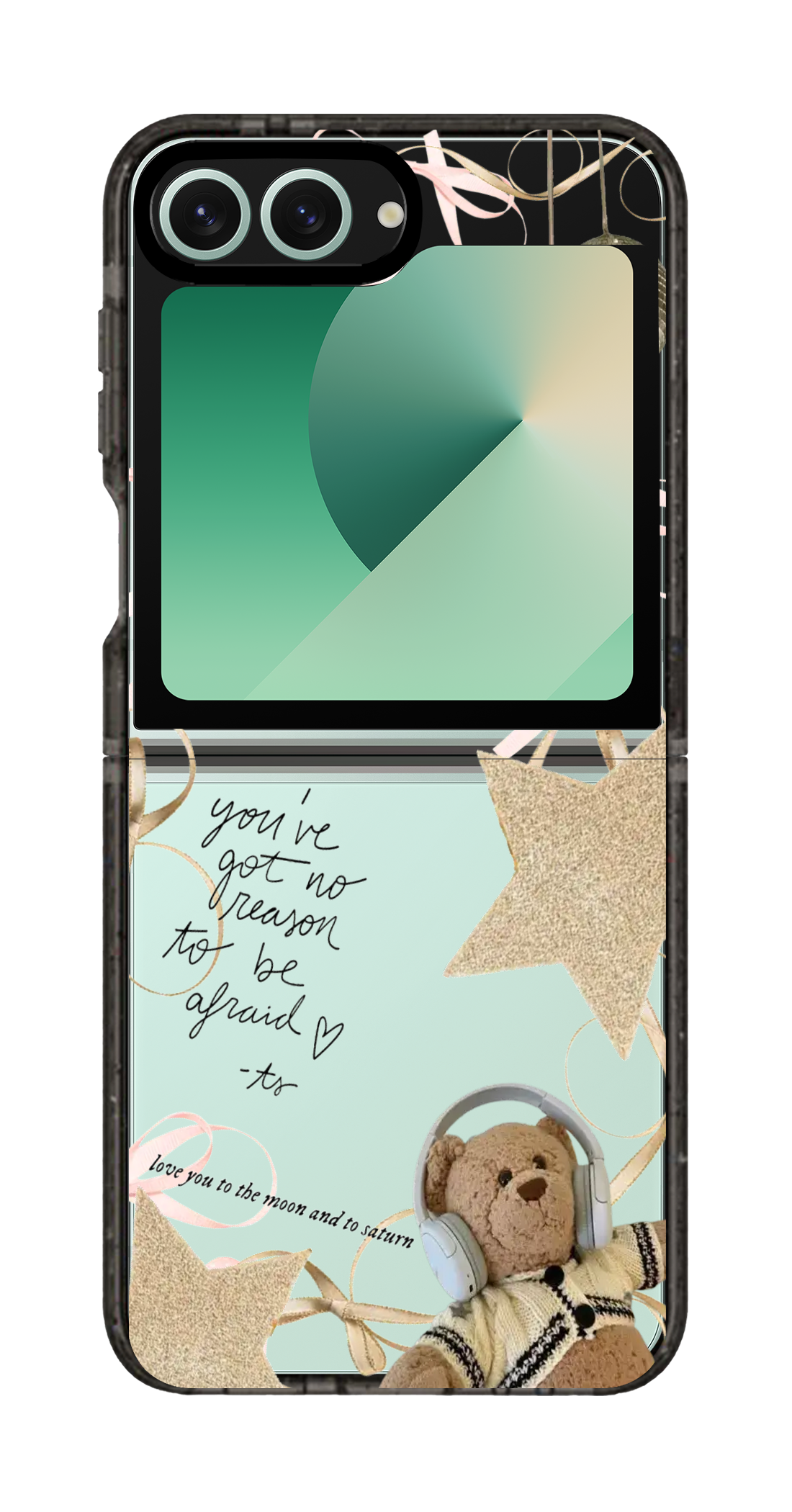 PixVoices rendered material preview - 2292 - Clear Black Galaxy Flip Case