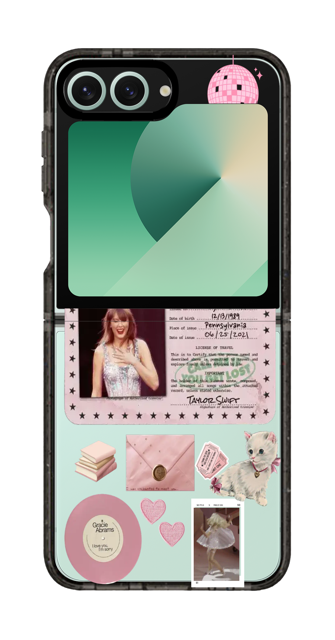 PixVoices rendered material preview - 2295 - Clear Black Galaxy Flip Case