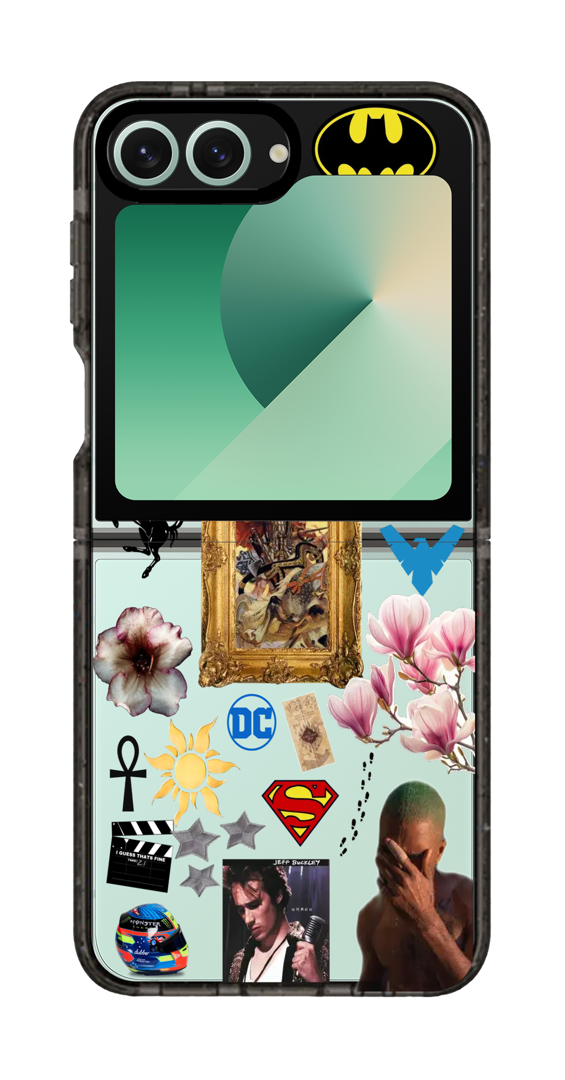 PixVoices rendered material preview - 2309 - Clear Black Galaxy Flip Case
