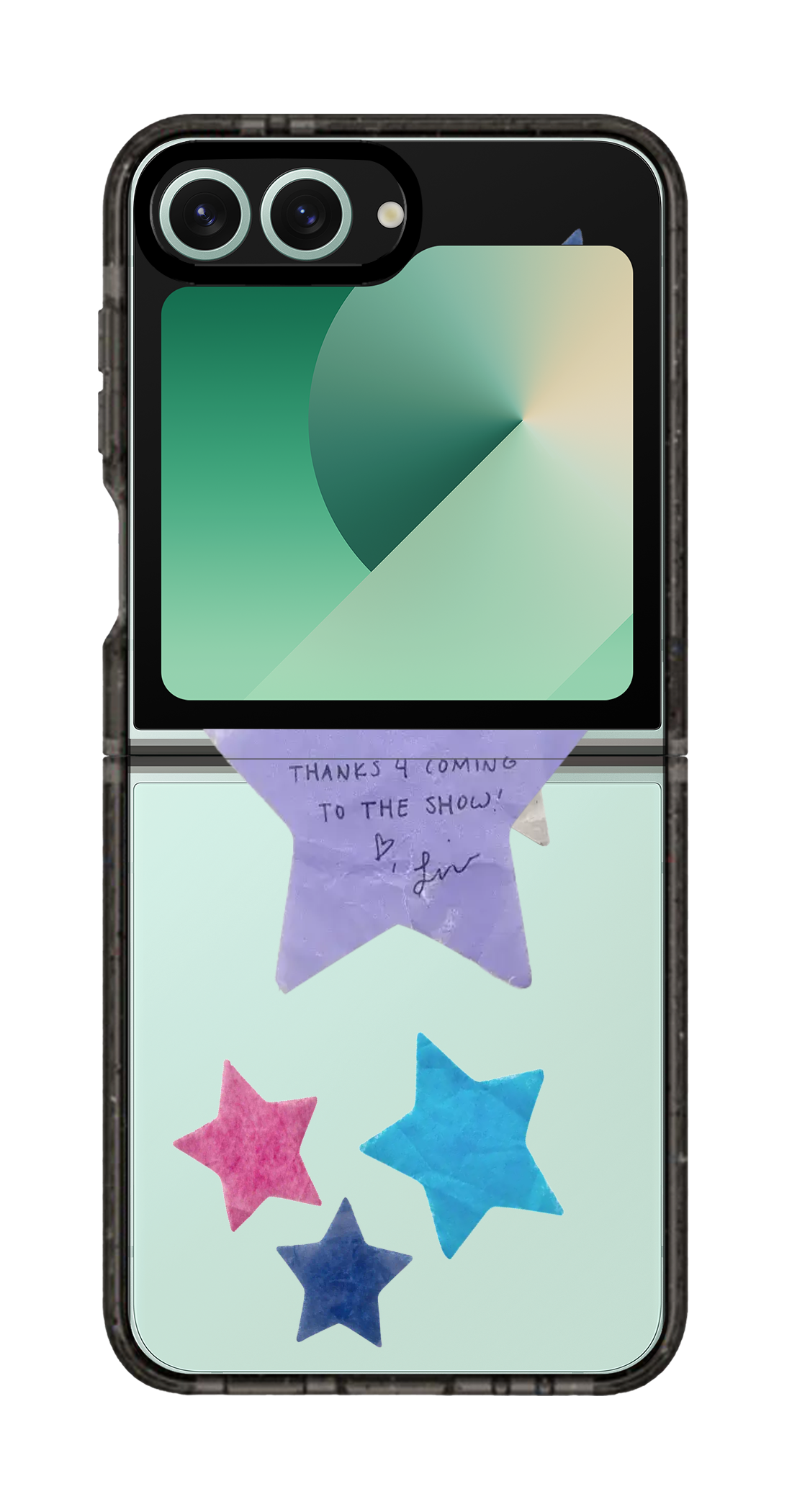 PixVoices rendered material preview - 2310 - Clear Black Galaxy Flip Case