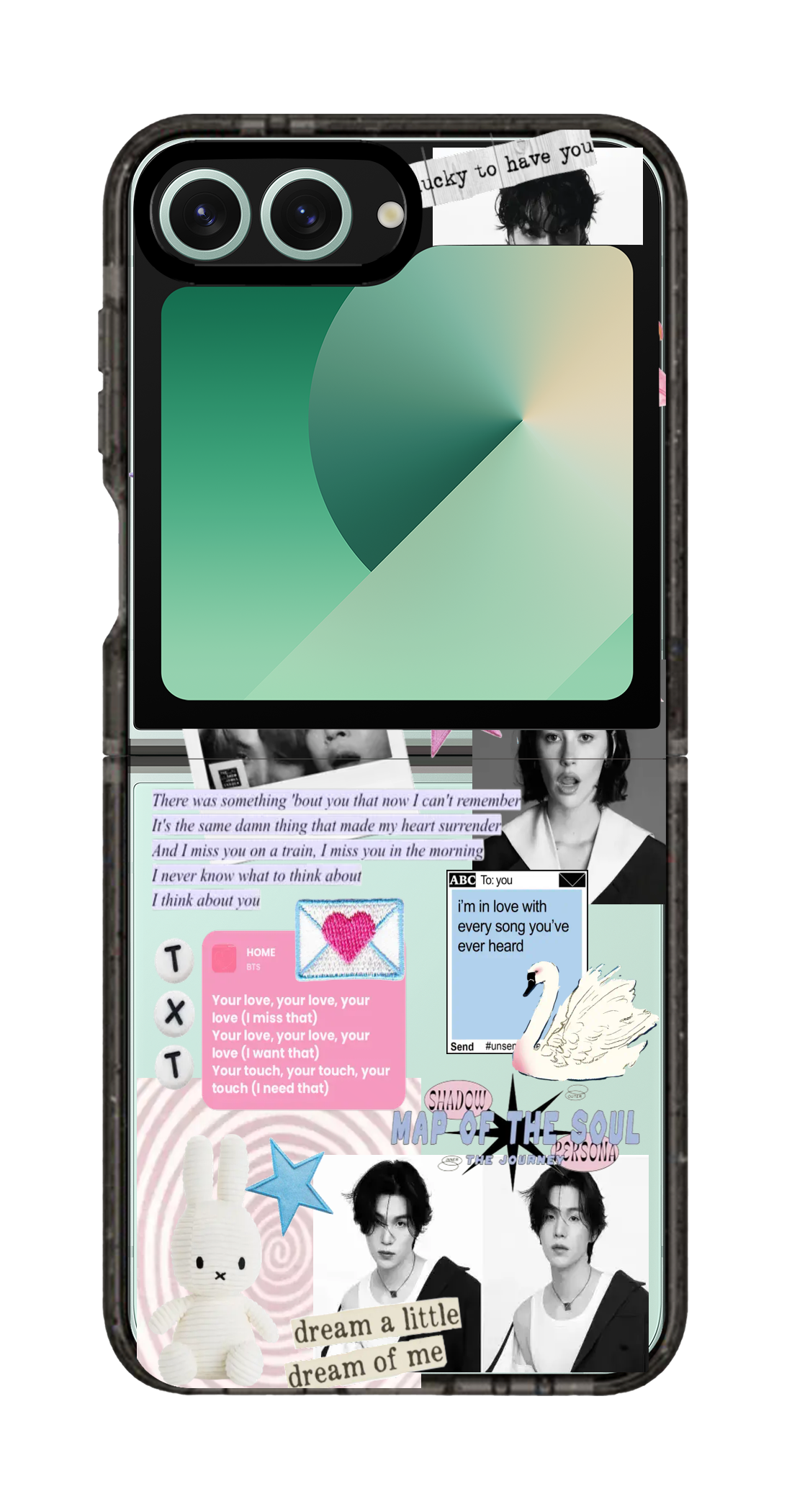 PixVoices rendered material preview - 2311 - Clear Black Galaxy Flip Case