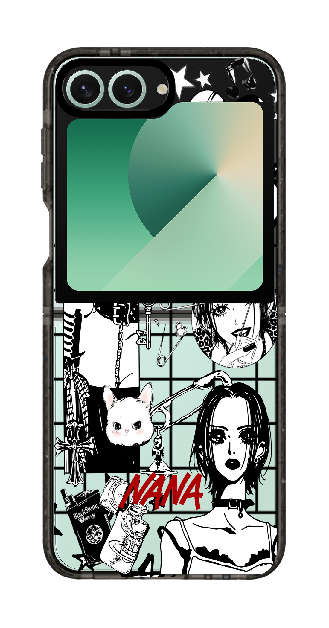 PixVoices rendered material preview - 2316 - Clear Black Galaxy Flip Case
