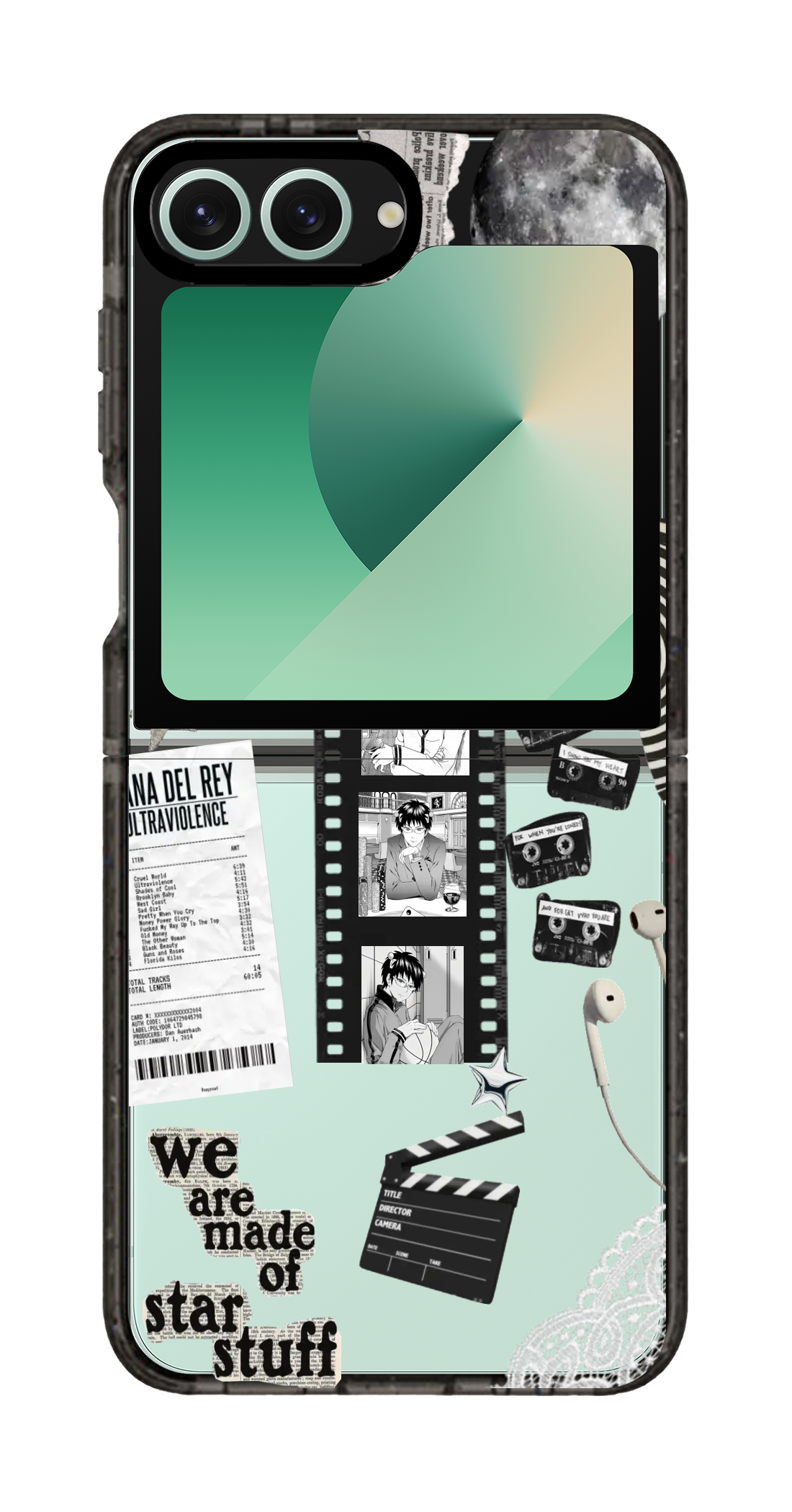 PixVoices rendered material preview - 2317 - Clear Black Galaxy Flip Case