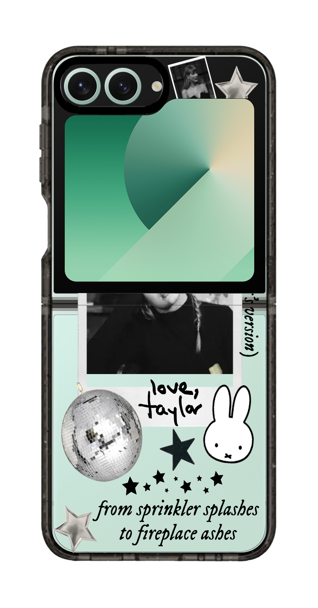 PixVoices rendered material preview - 2327 - Clear Black Galaxy Flip Case
