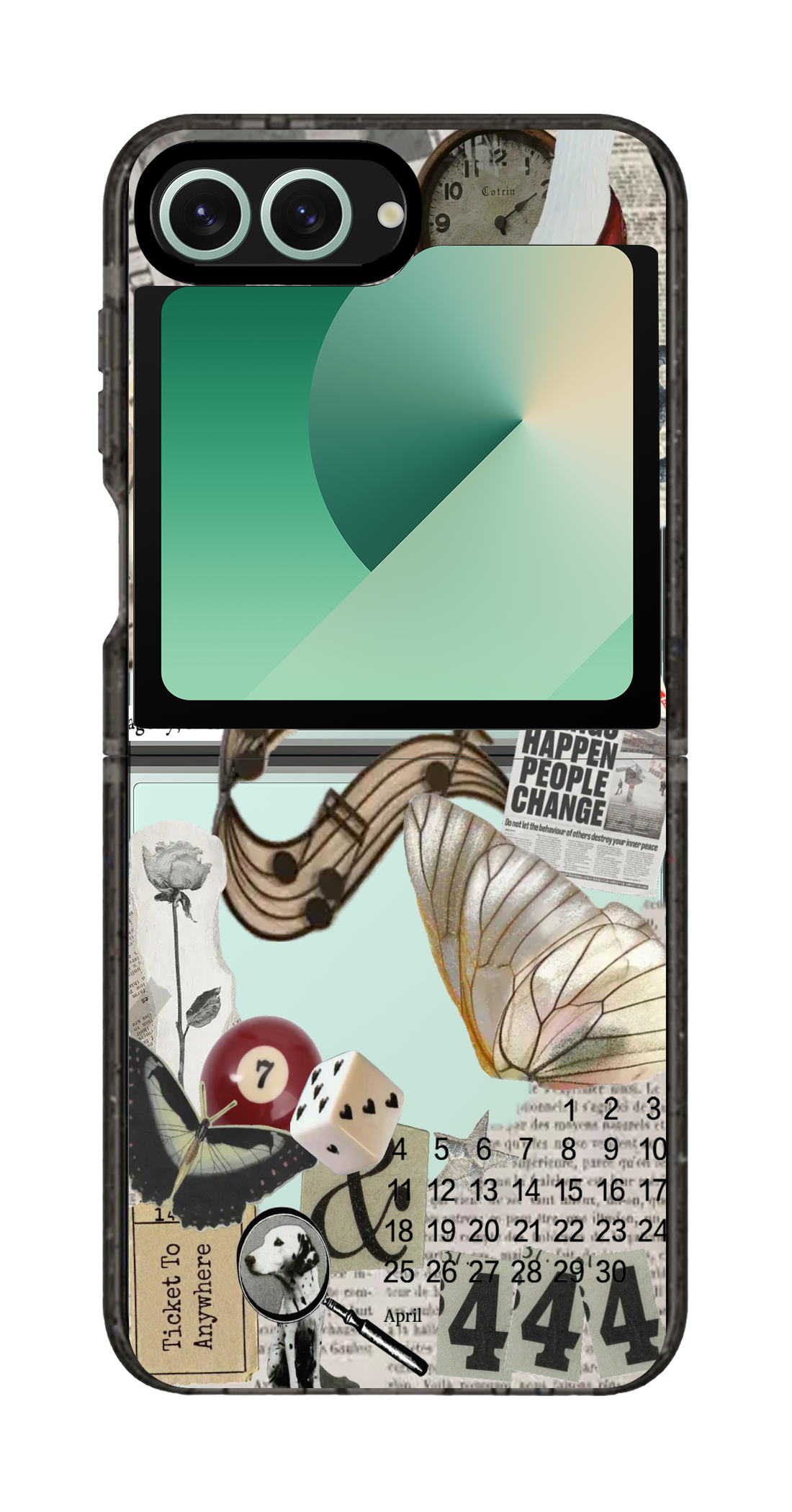 PixVoices rendered material preview - 2338 - Clear Black Galaxy Flip Case