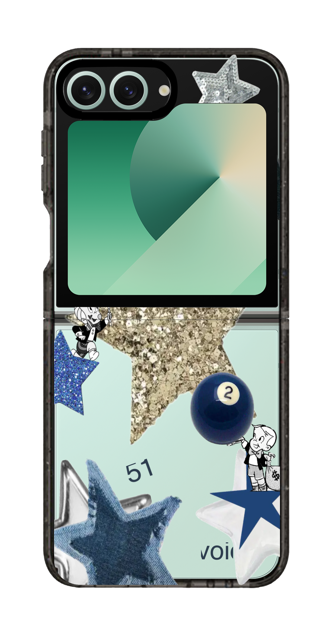 PixVoices rendered material preview - 2341 - Clear Black Galaxy Flip Case