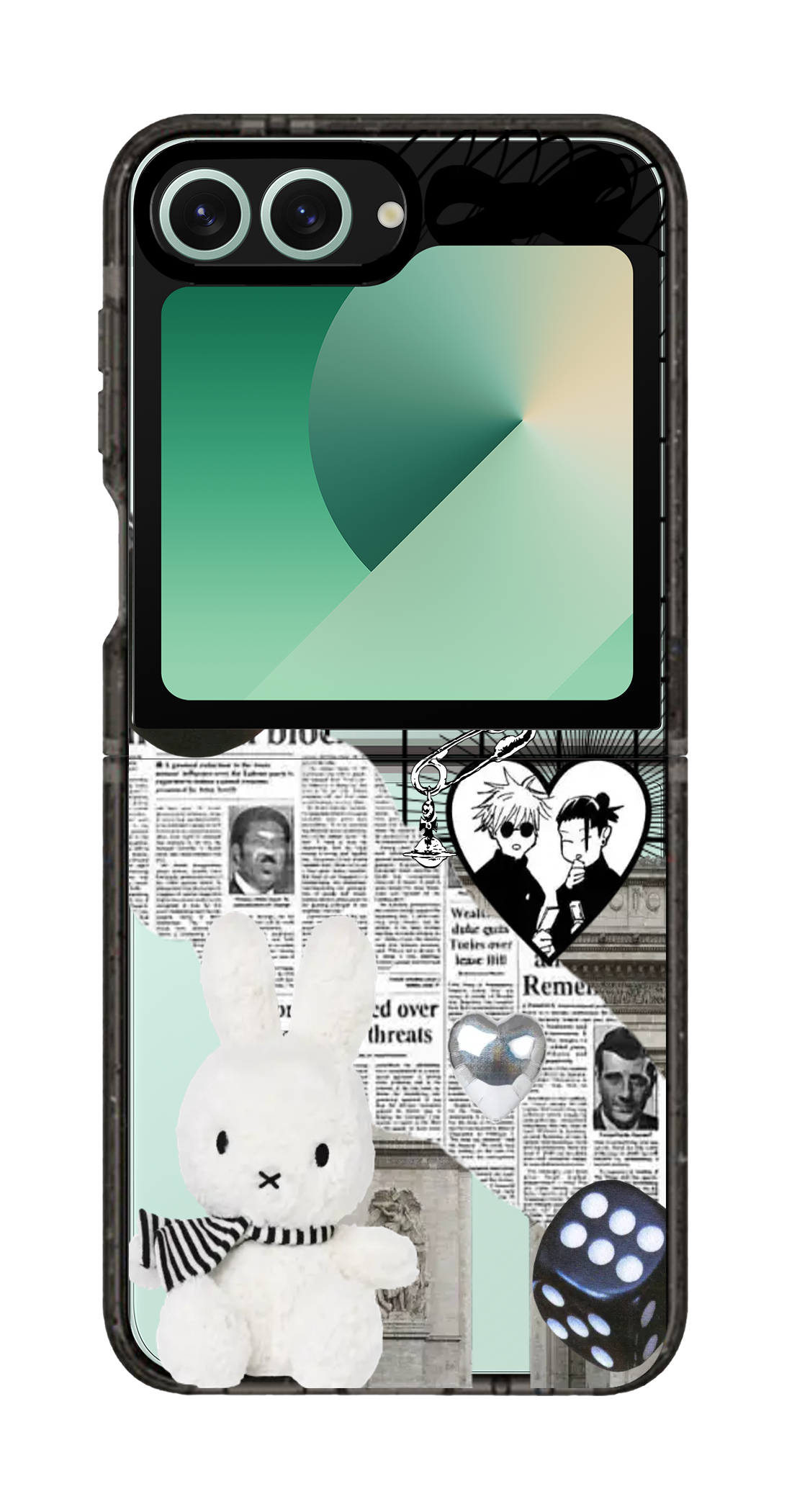 PixVoices rendered material preview - 2349 - Clear Black Galaxy Flip Case