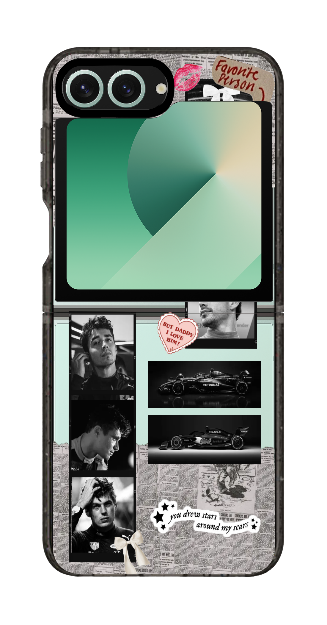 PixVoices rendered material preview - 2357 - Clear Black Galaxy Flip Case