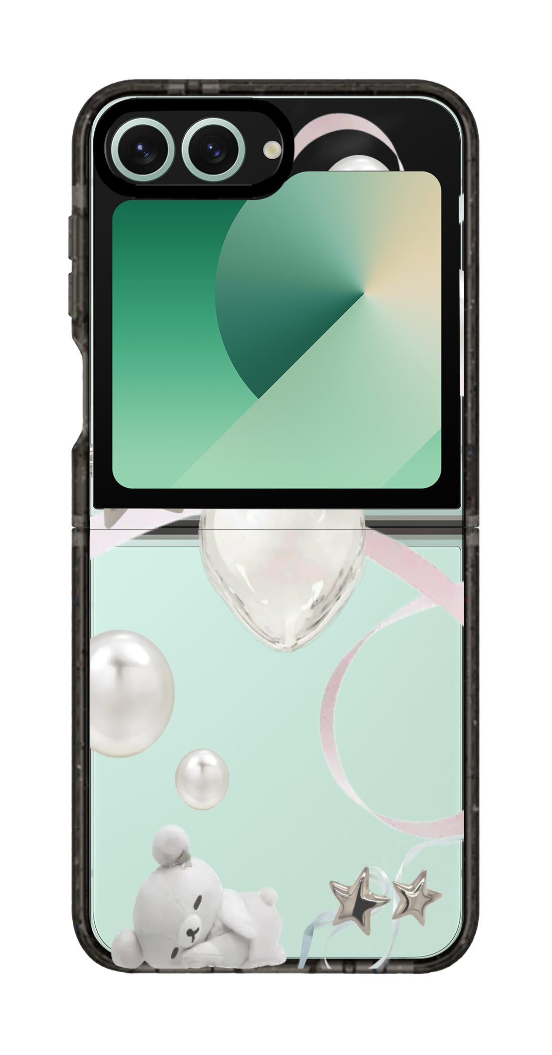 PixVoices rendered material preview - 2415 - Clear Black Galaxy Flip Case