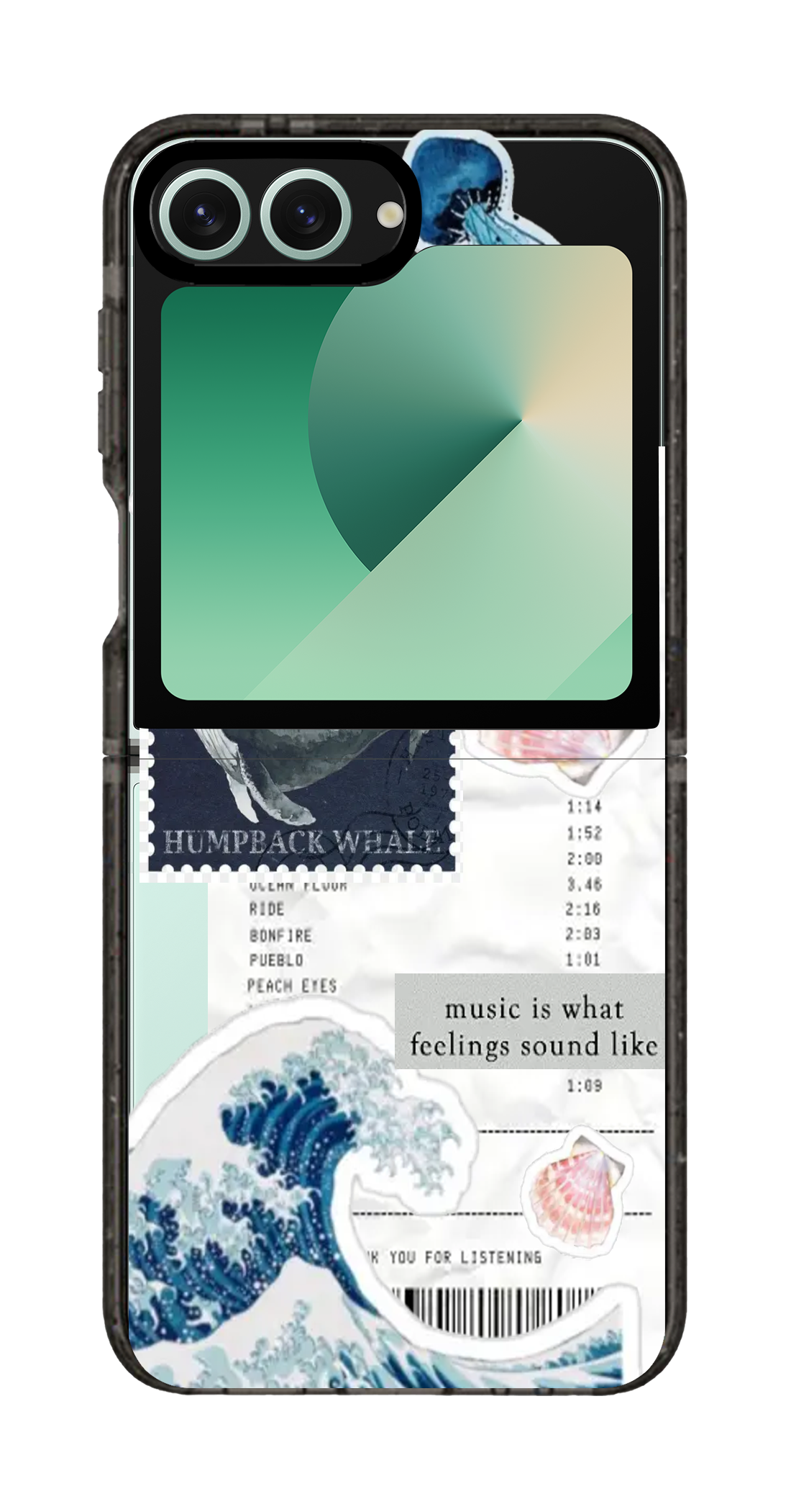 PixVoices rendered material preview - 2416 - Clear Black Galaxy Flip Case