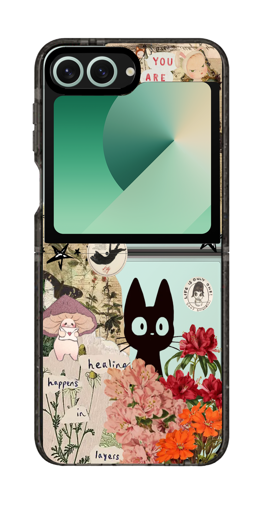 PixVoices rendered material preview - 2417 - Clear Black Galaxy Flip Case