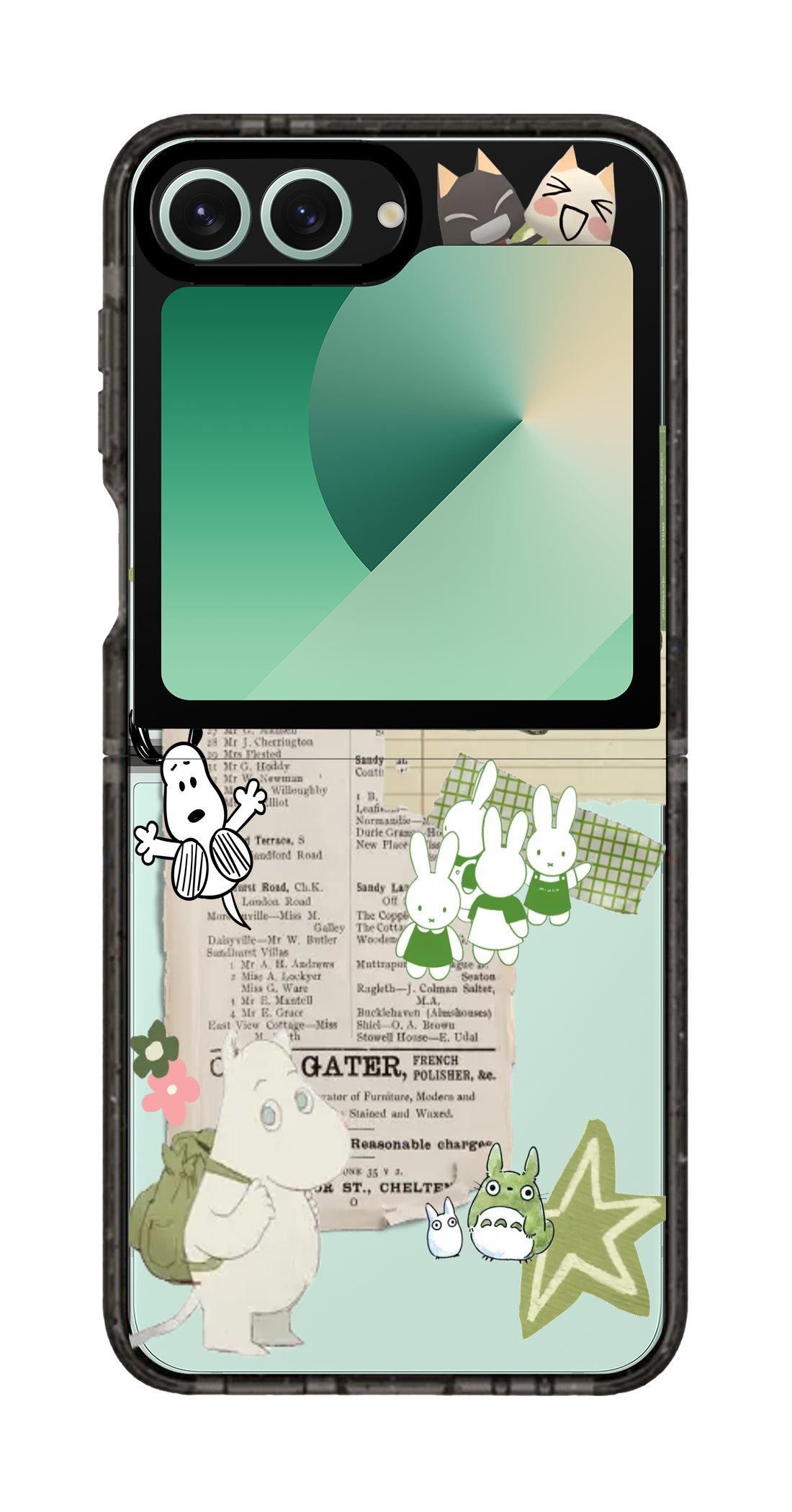 PixVoices rendered material preview - 2422 - Clear Black Galaxy Flip Case