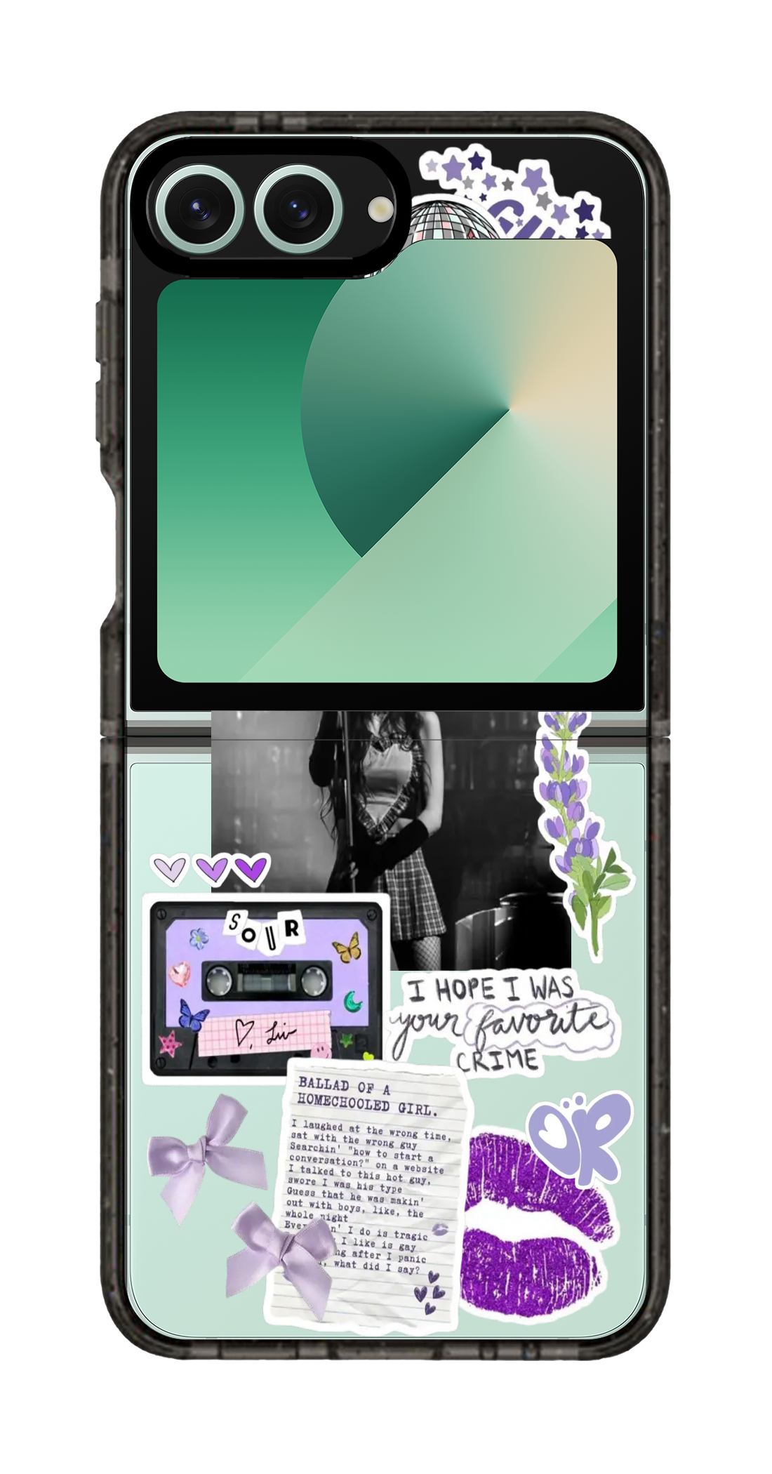 PixVoices rendered material preview - 2428 - Clear Black Galaxy Flip Case
