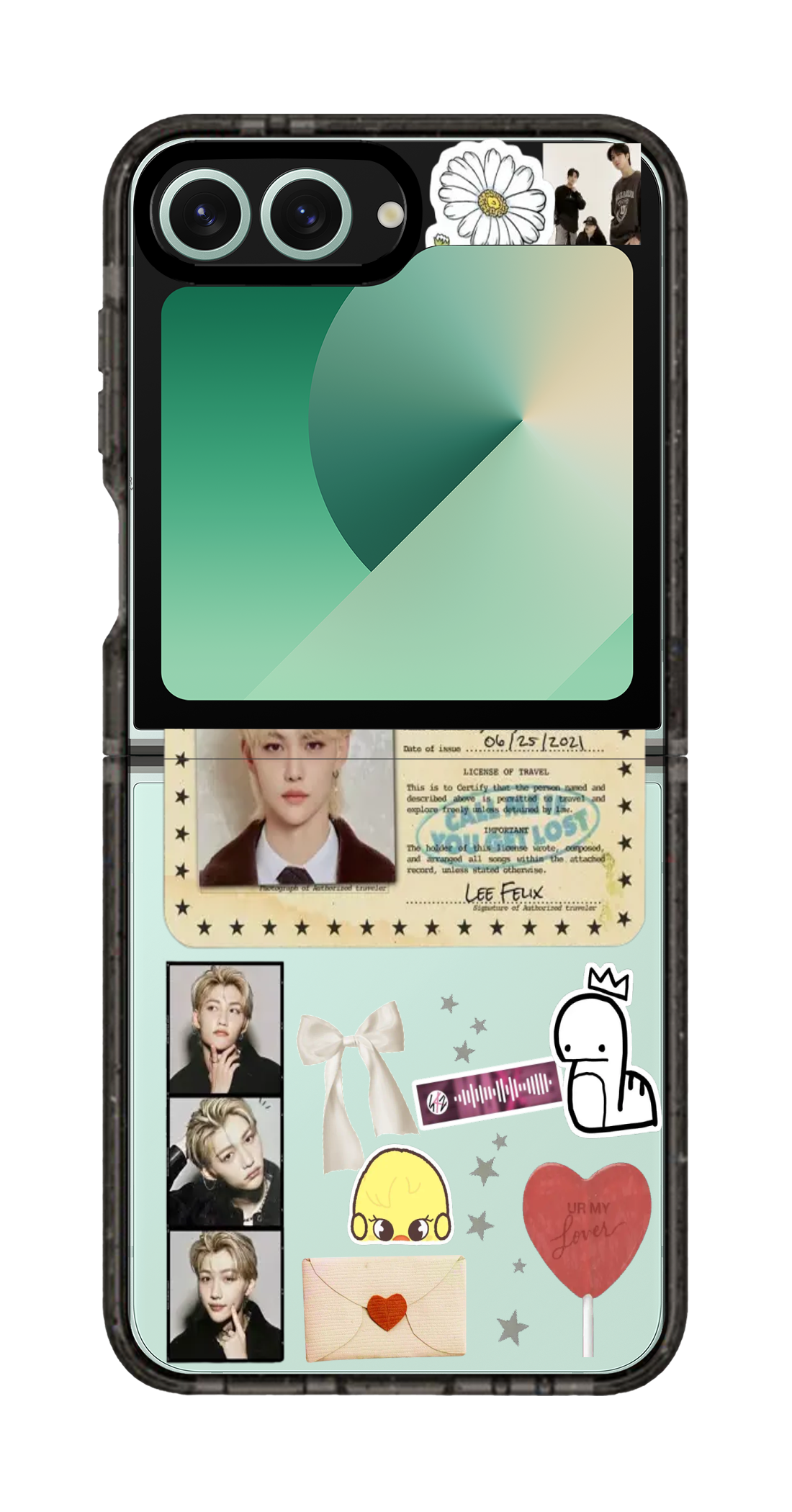 PixVoices rendered material preview - 2431 - Clear Black Galaxy Flip Case