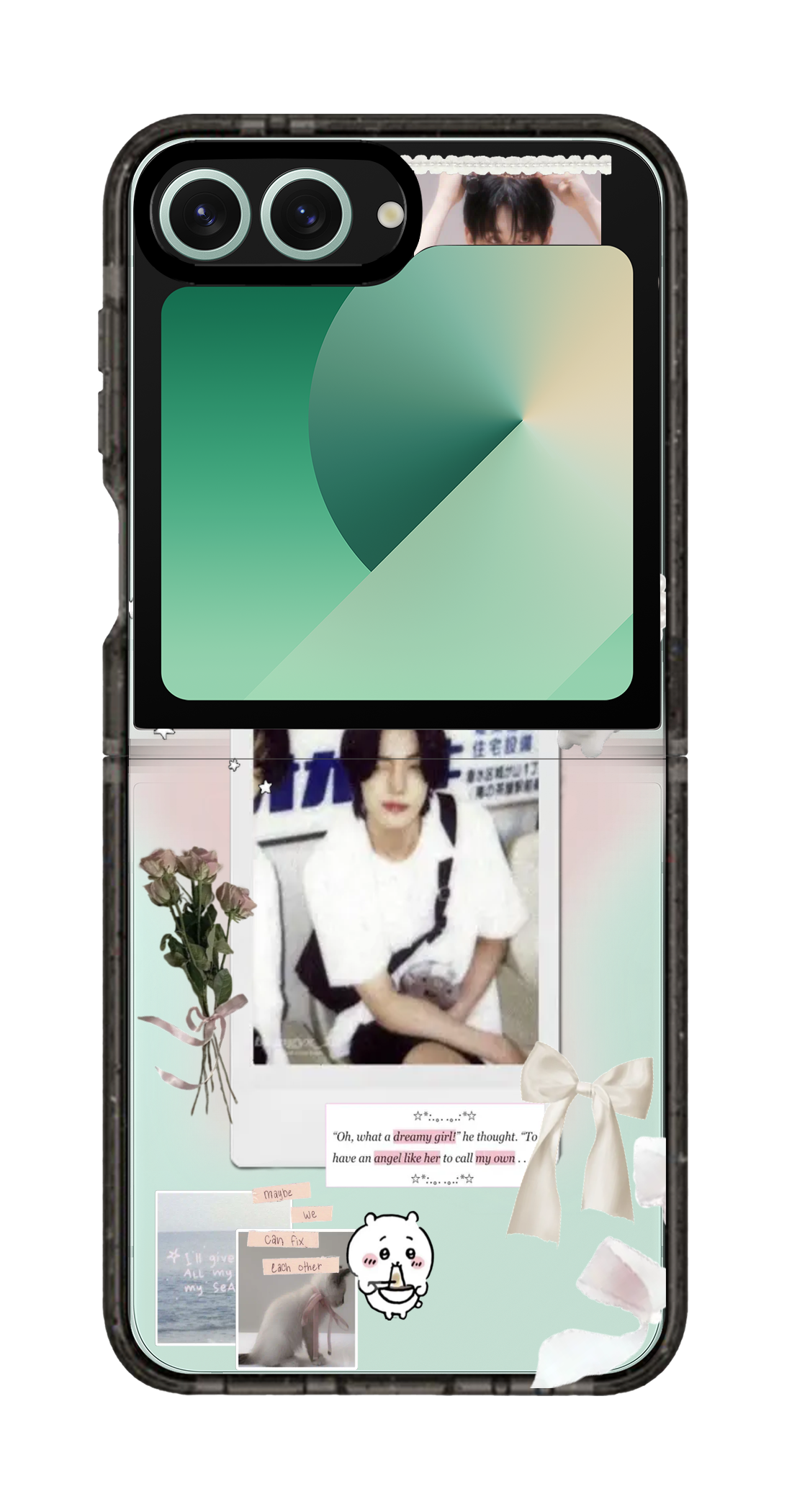 PixVoices rendered material preview - 2432 - Clear Black Galaxy Flip Case