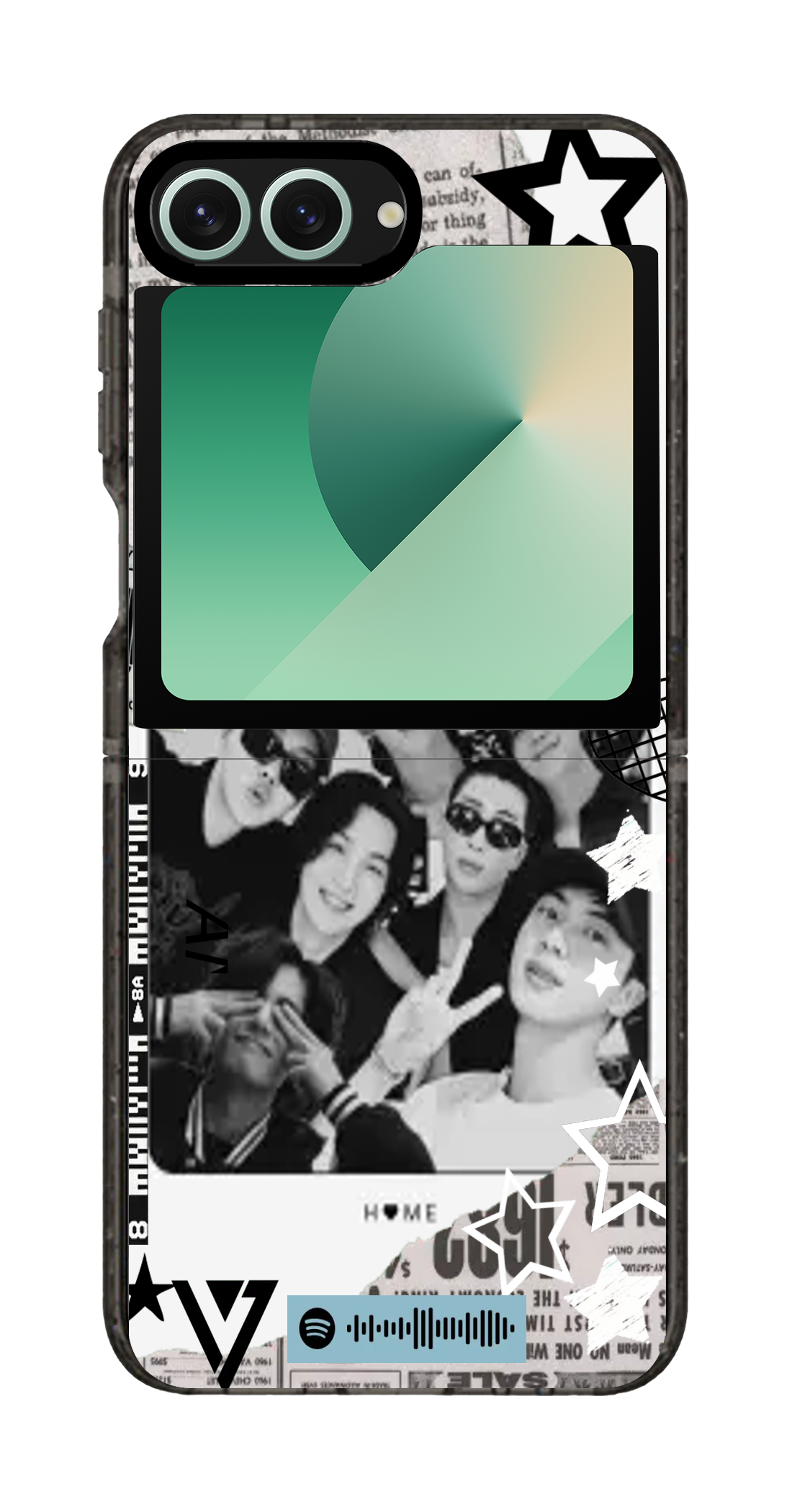 PixVoices rendered material preview - 2434 - Clear Black Galaxy Flip Case
