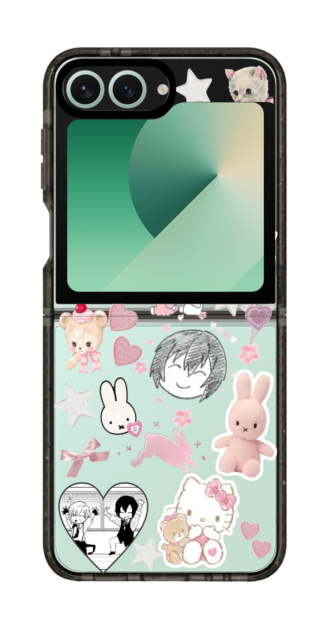 PixVoices rendered material preview - 2437 - Clear Black Galaxy Flip Case