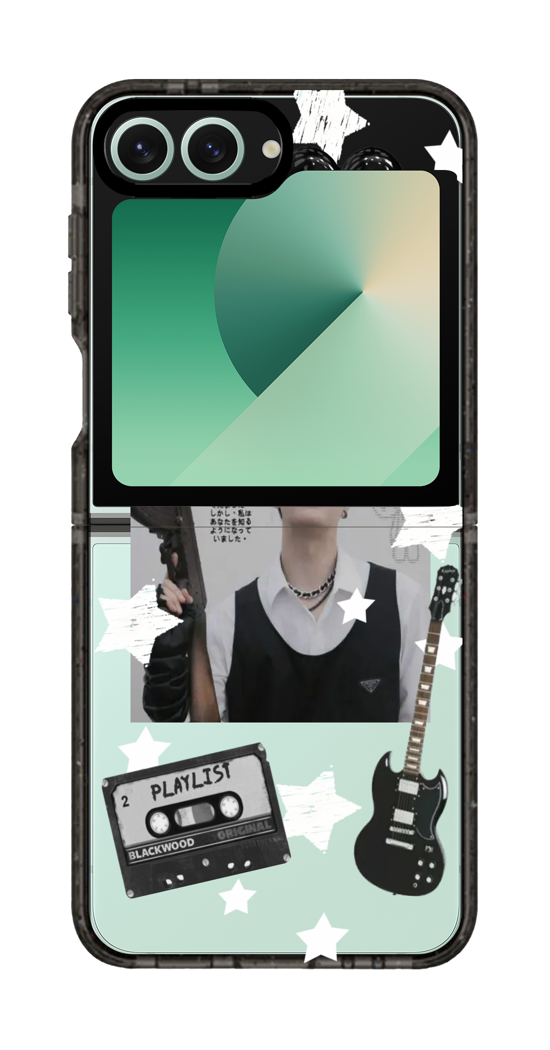 PixVoices rendered material preview - 2444 - Clear Black Galaxy Flip Case