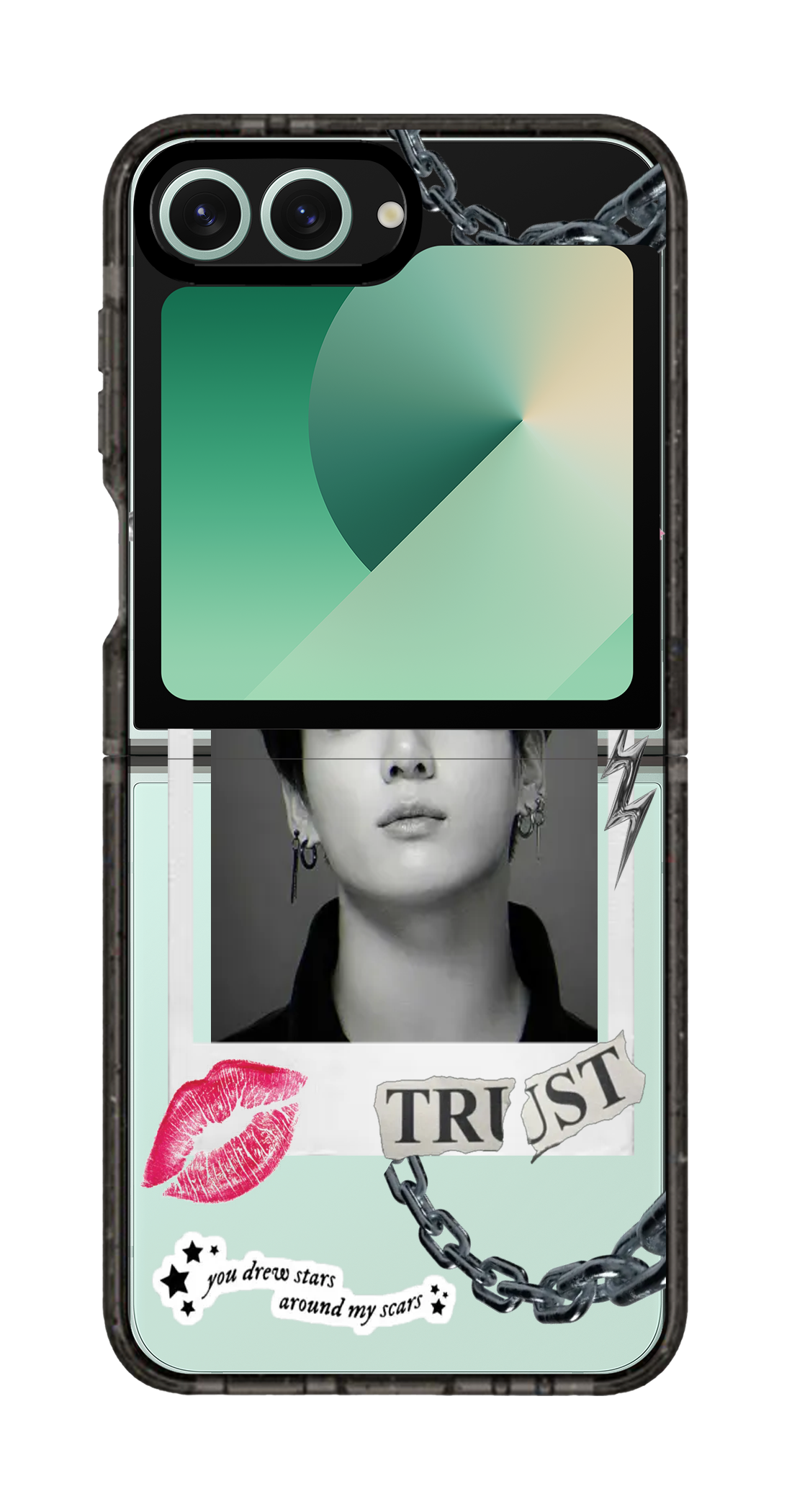 PixVoices rendered material preview - 2445 - Clear Black Galaxy Flip Case