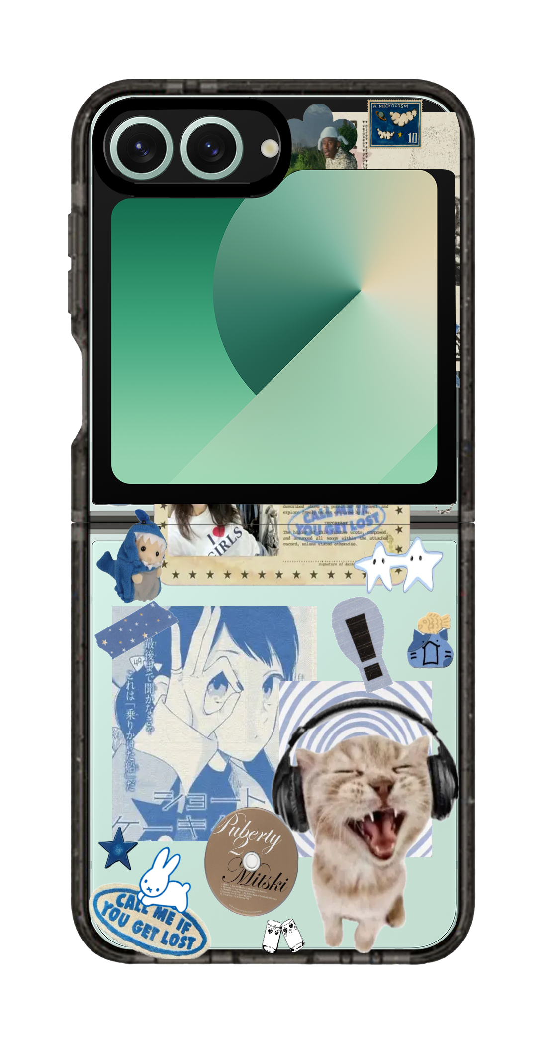 PixVoices rendered material preview - 2451 - Clear Black Galaxy Flip Case