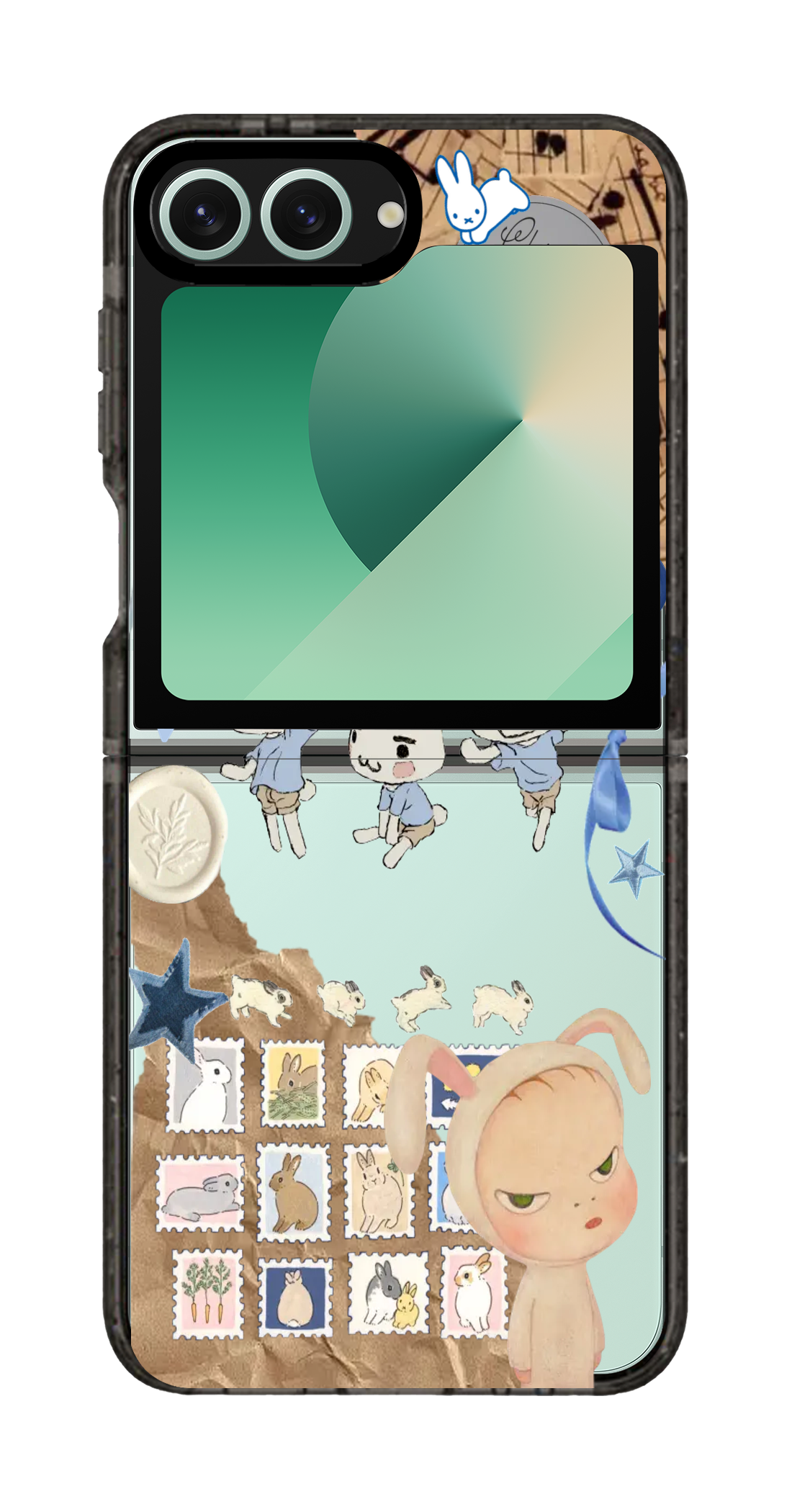 PixVoices rendered material preview - 2452 - Clear Black Galaxy Flip Case