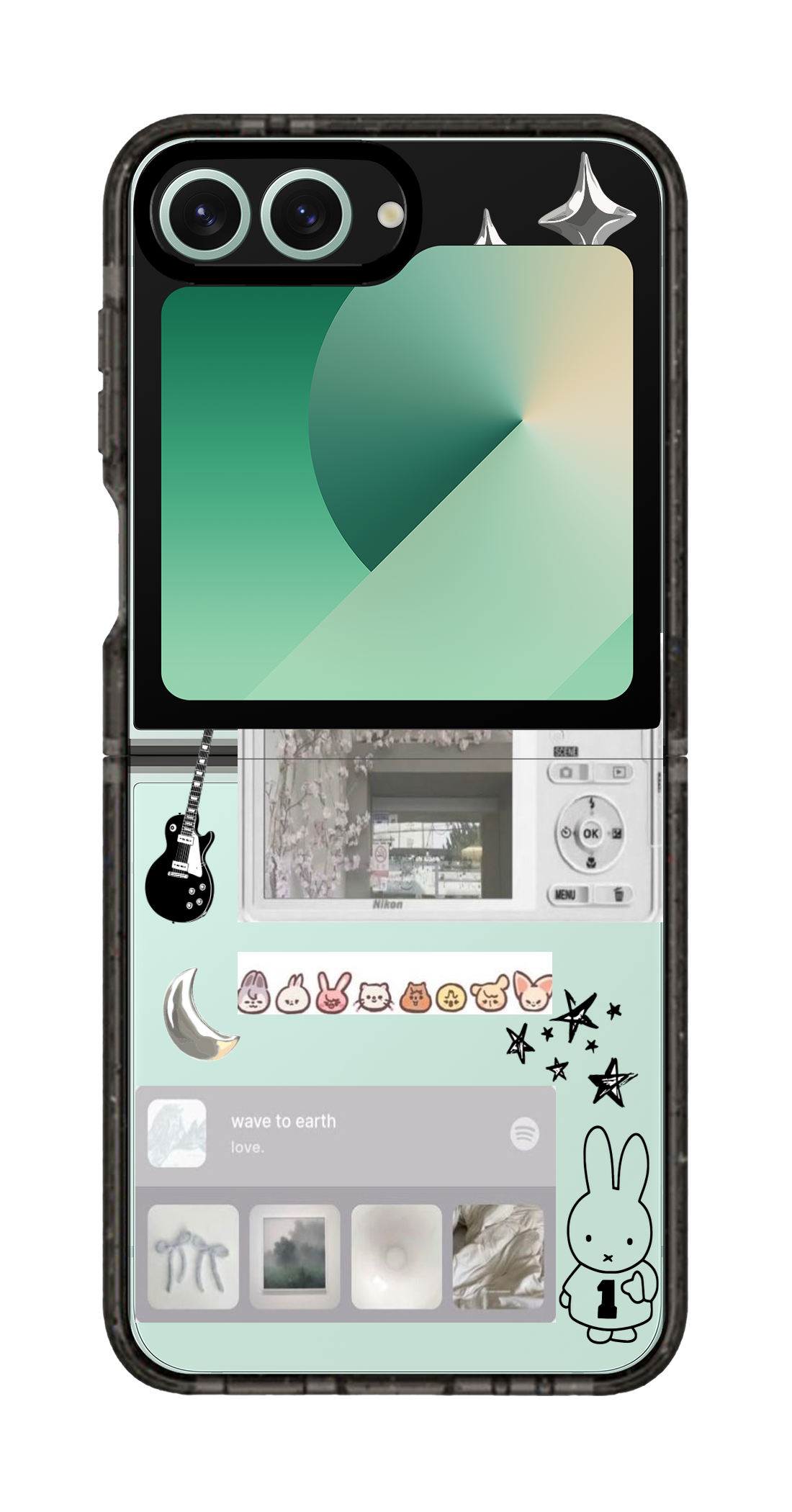 PixVoices rendered material preview - 3242 - Clear Black Galaxy Flip Case