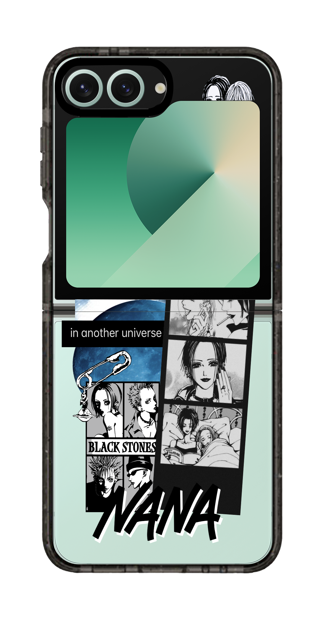 PixVoices rendered material preview - 3266 - Clear Black Galaxy Flip Case