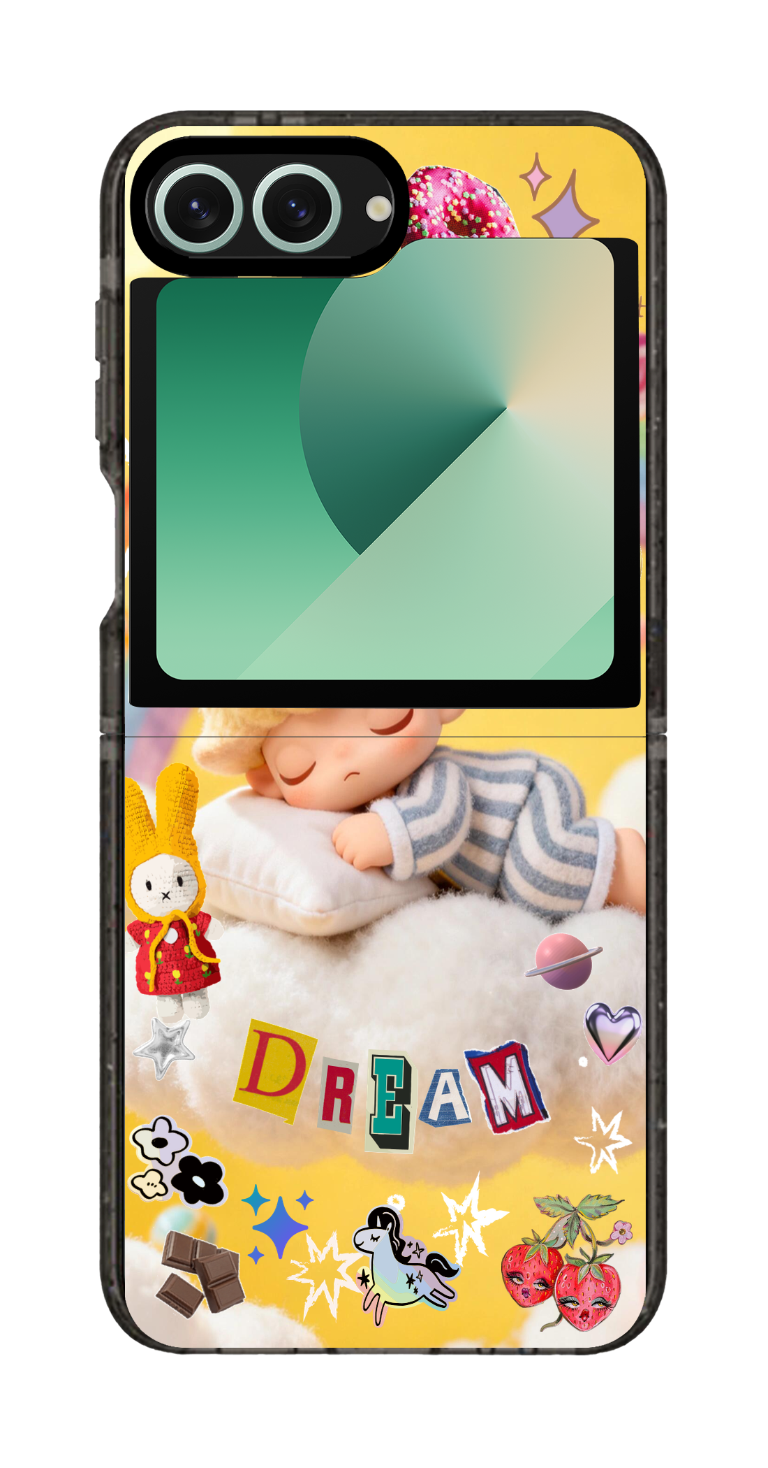 PixVoices rendered material preview - 3521 - Clear Black Galaxy Flip Case