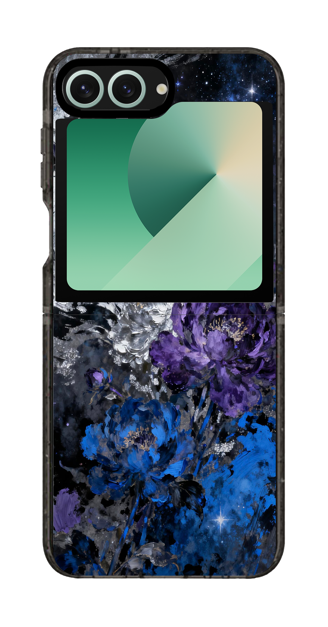 PixVoices rendered material preview - 3608 - Clear Black Galaxy Flip Case