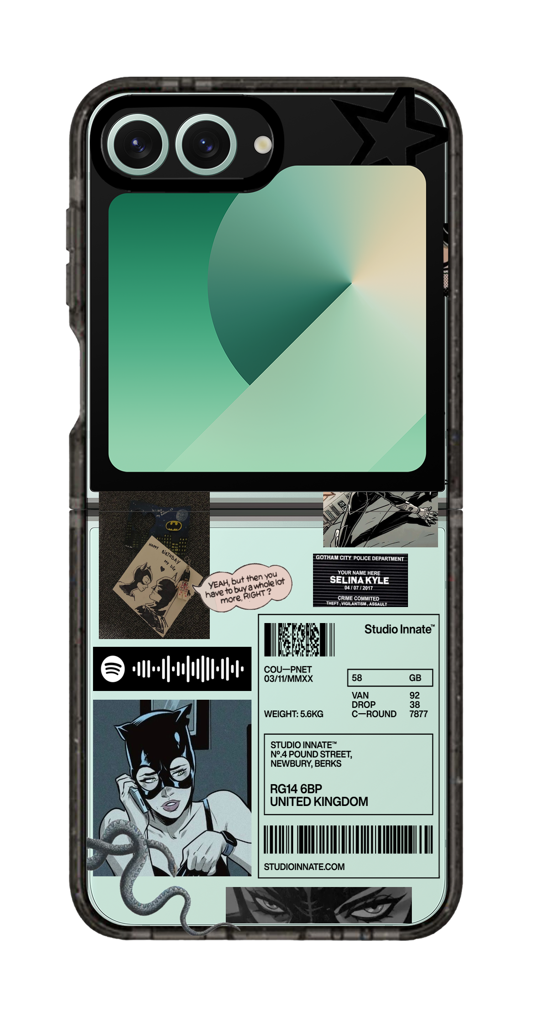 PixVoices rendered material preview - 3778 - Clear Black Galaxy Flip Case