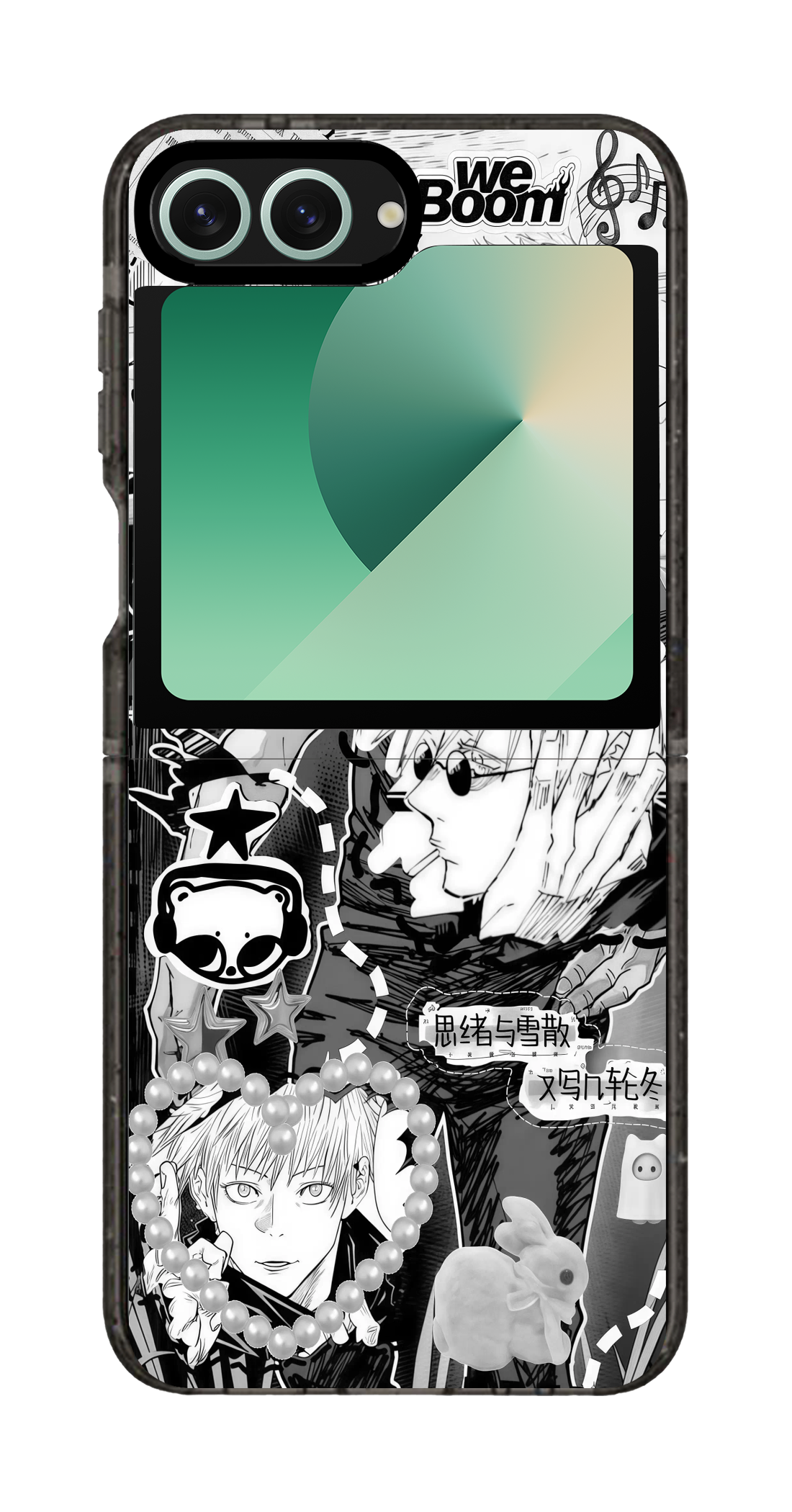 PixVoices rendered material preview - 3837 - Clear Black Galaxy Flip Case